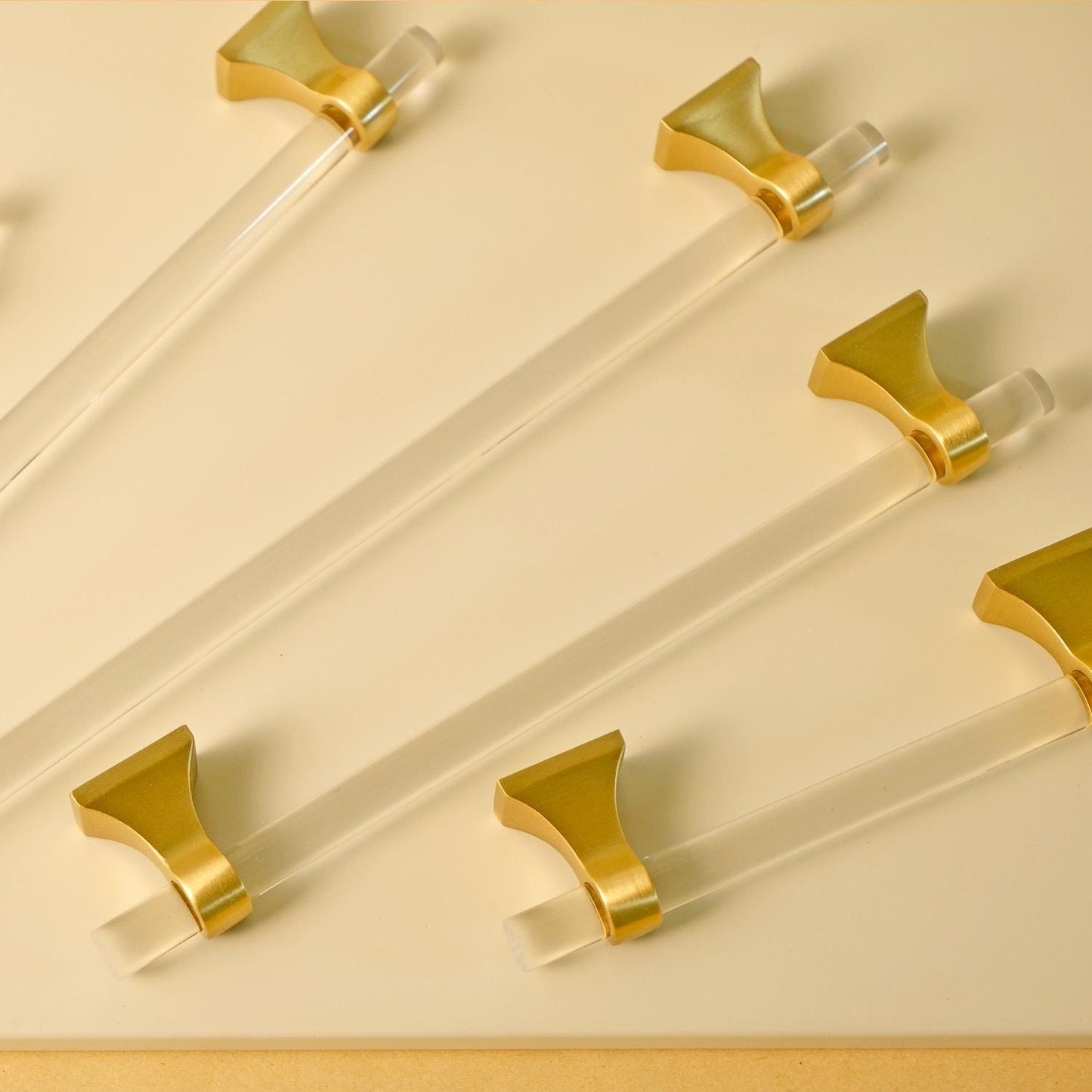 Clear Acrylic Cabinet Pulls: Brushed Brass Modern Hardware