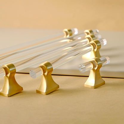 Clear Acrylic Cabinet Pulls: Brushed Brass Modern Hardware