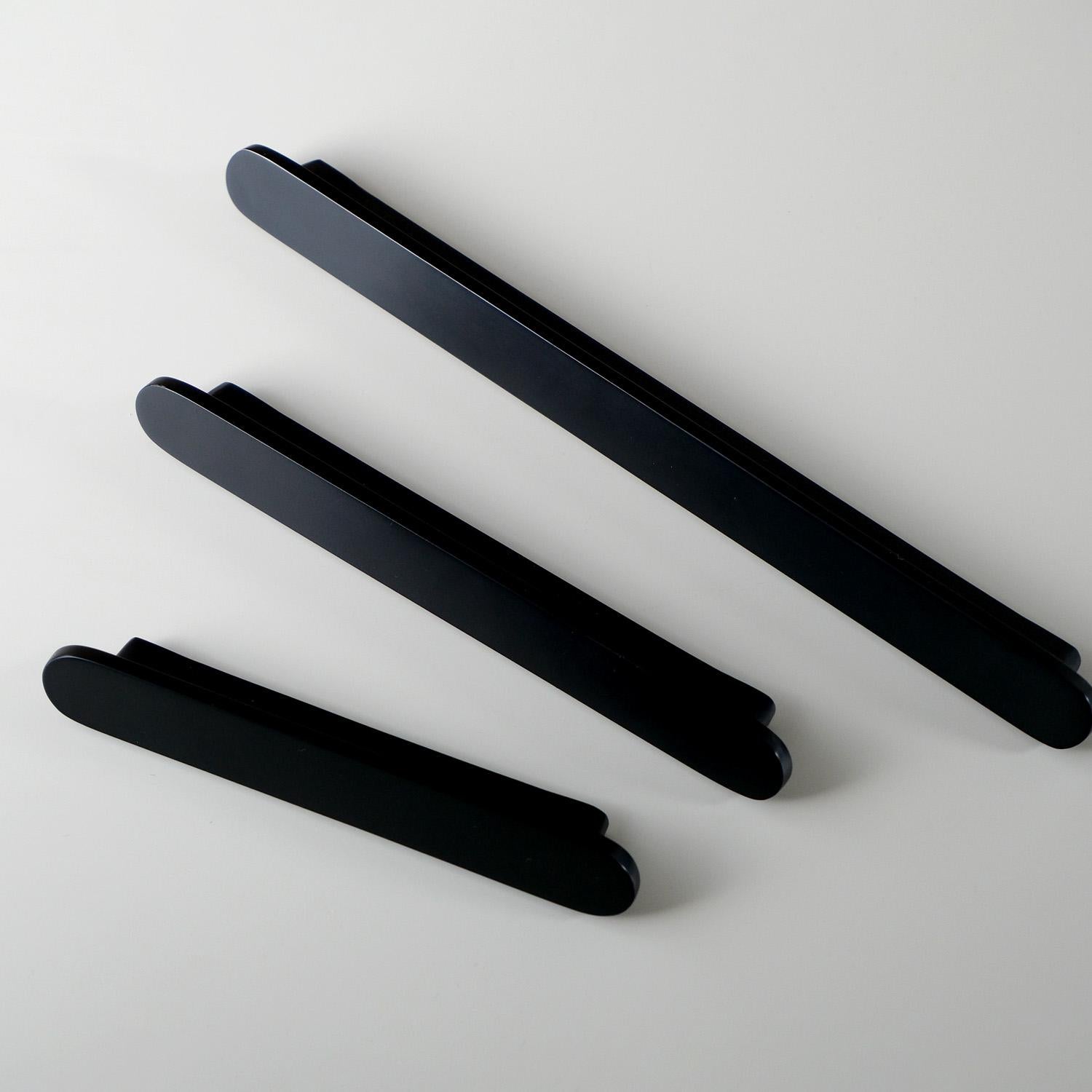 Matte Black Solid Brass Cabinet Finger Pulls: Modern Minimalist Hardware