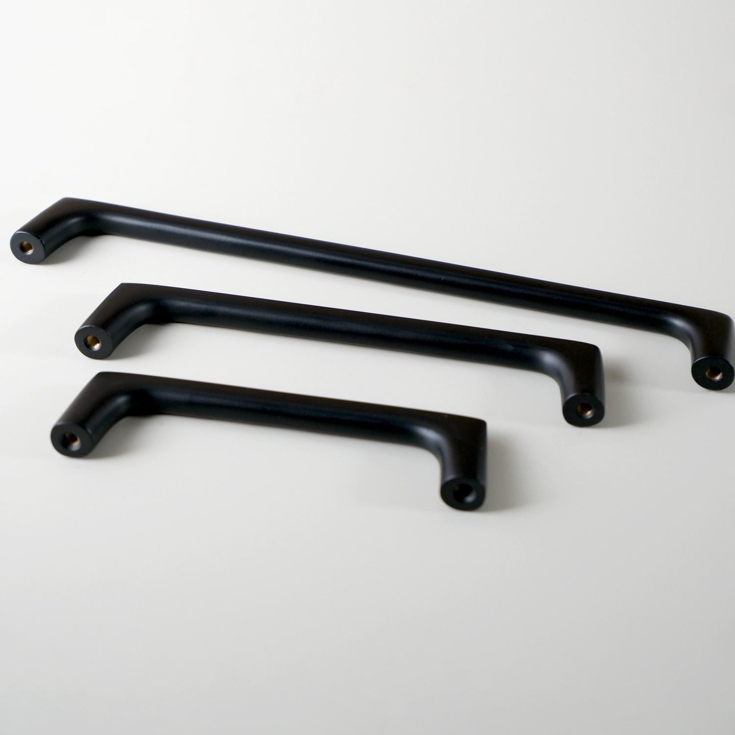 Matte Black Solid Brass Cabinet Finger Pulls: Modern Minimalist Hardware