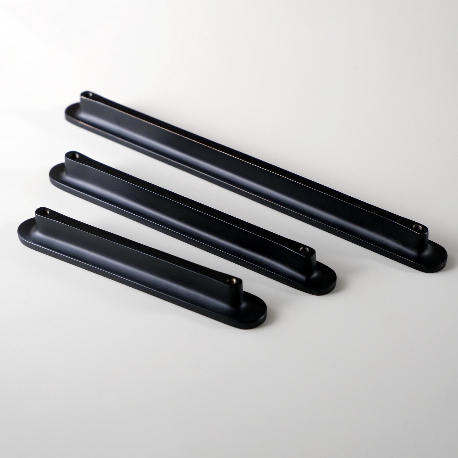 Matte Black Solid Brass Cabinet Finger Pulls: Modern Minimalist Hardware