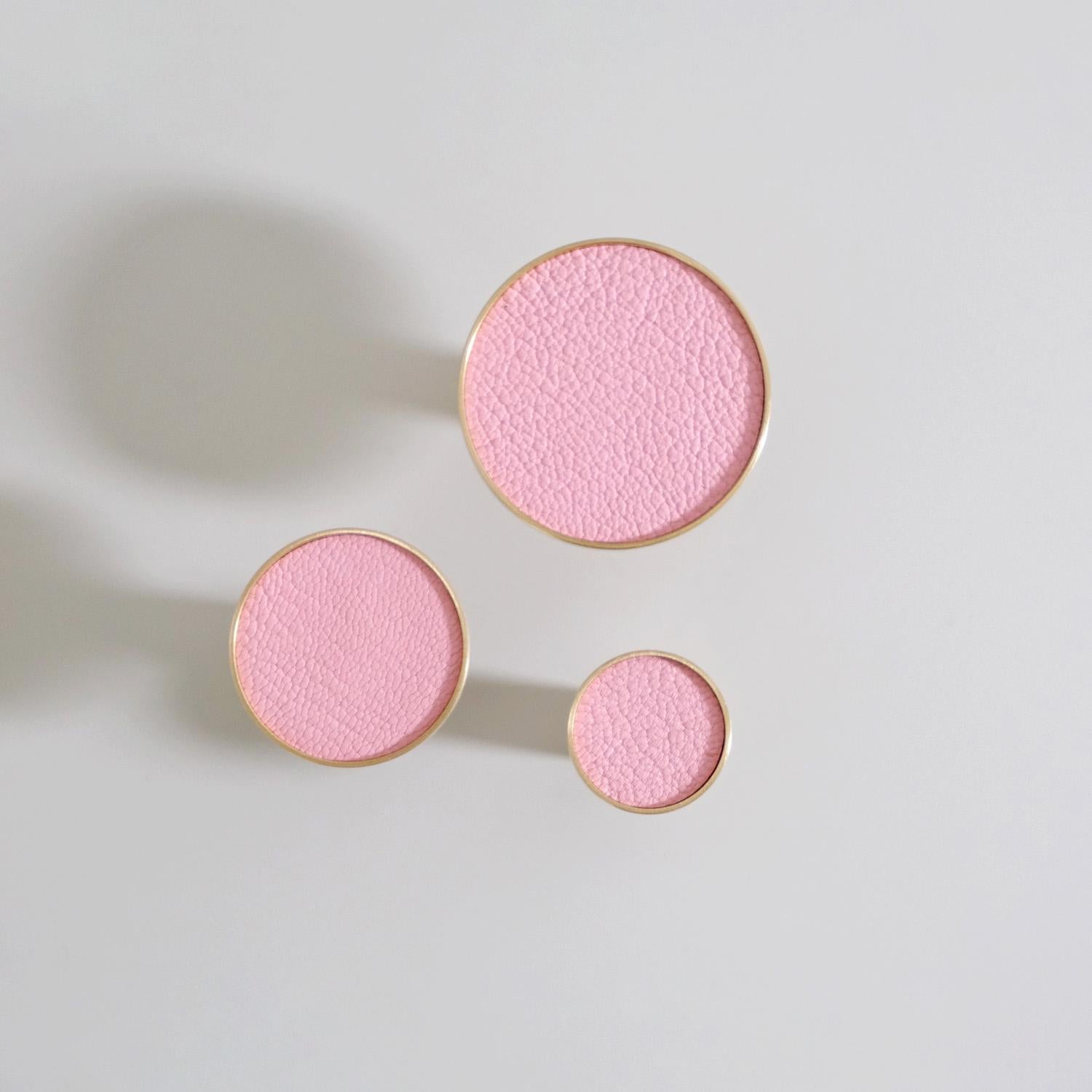 Colorful Leather Cabinet Knob - Solid Brass Accent - Boho Nursery Decor