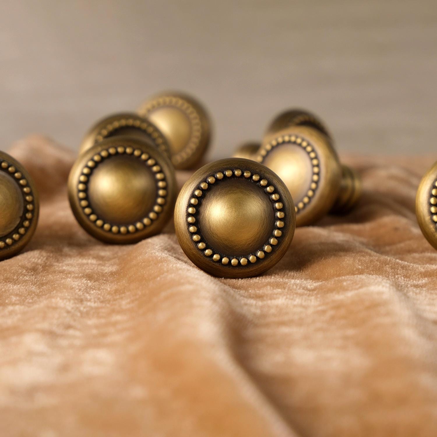 Curved Aged Brass Cabinet Pulls: Retro Kitchen Cabinet Hardware