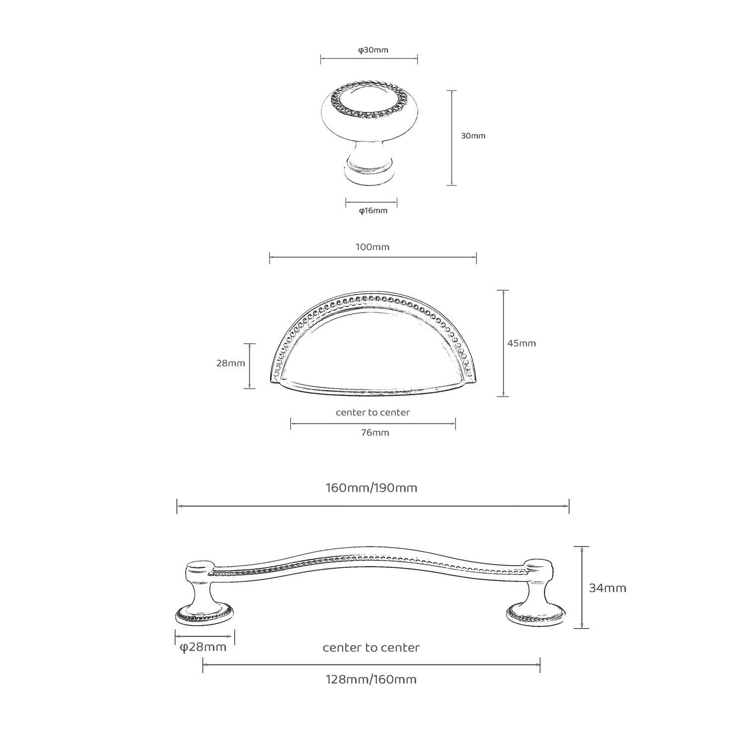 Curved Aged Brass Cabinet Pulls: Retro Kitchen Cabinet Hardware
