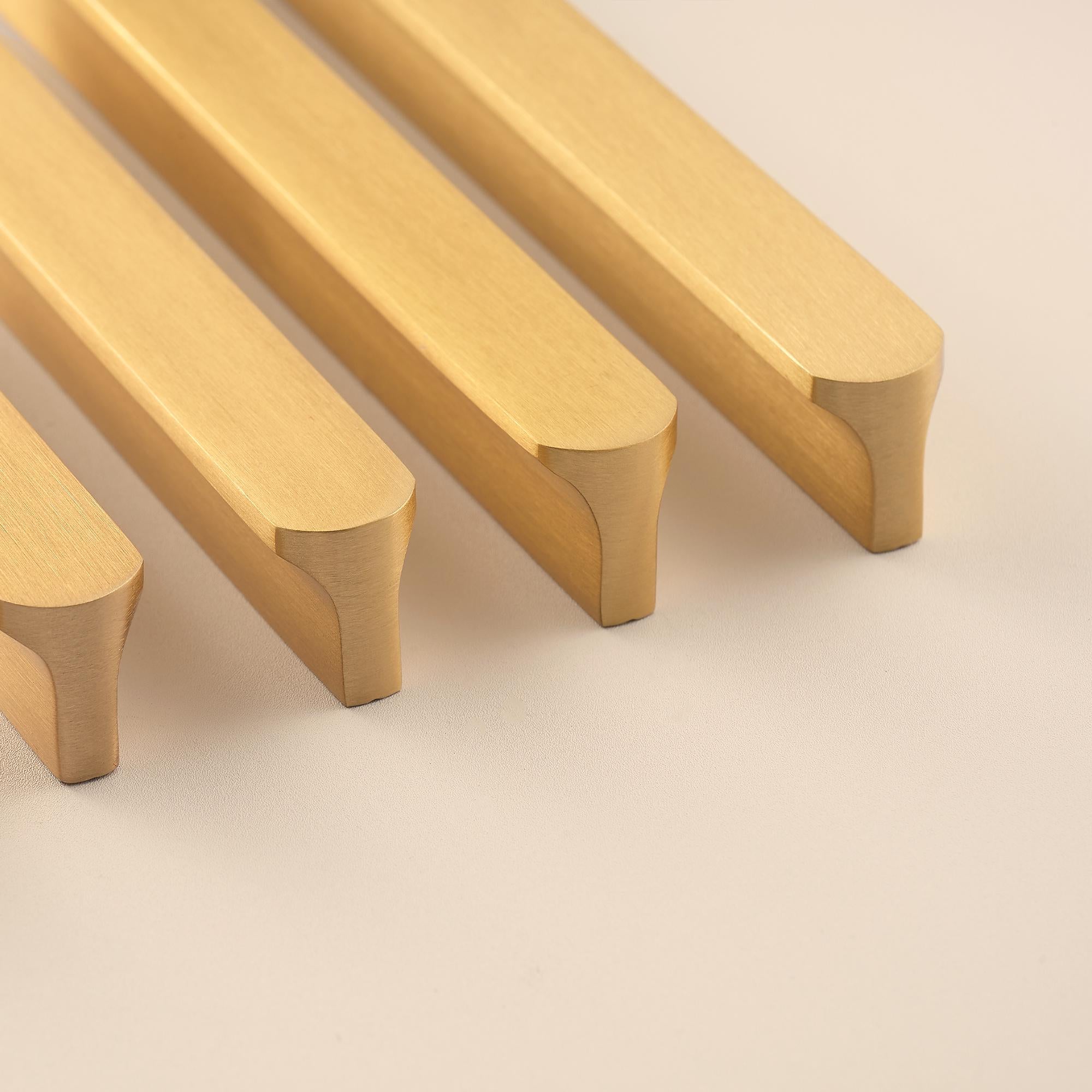 Antique Brass Cabinet Handles Solid Brass Drawer Pulls Modern Minimalist Kitchen Hardware