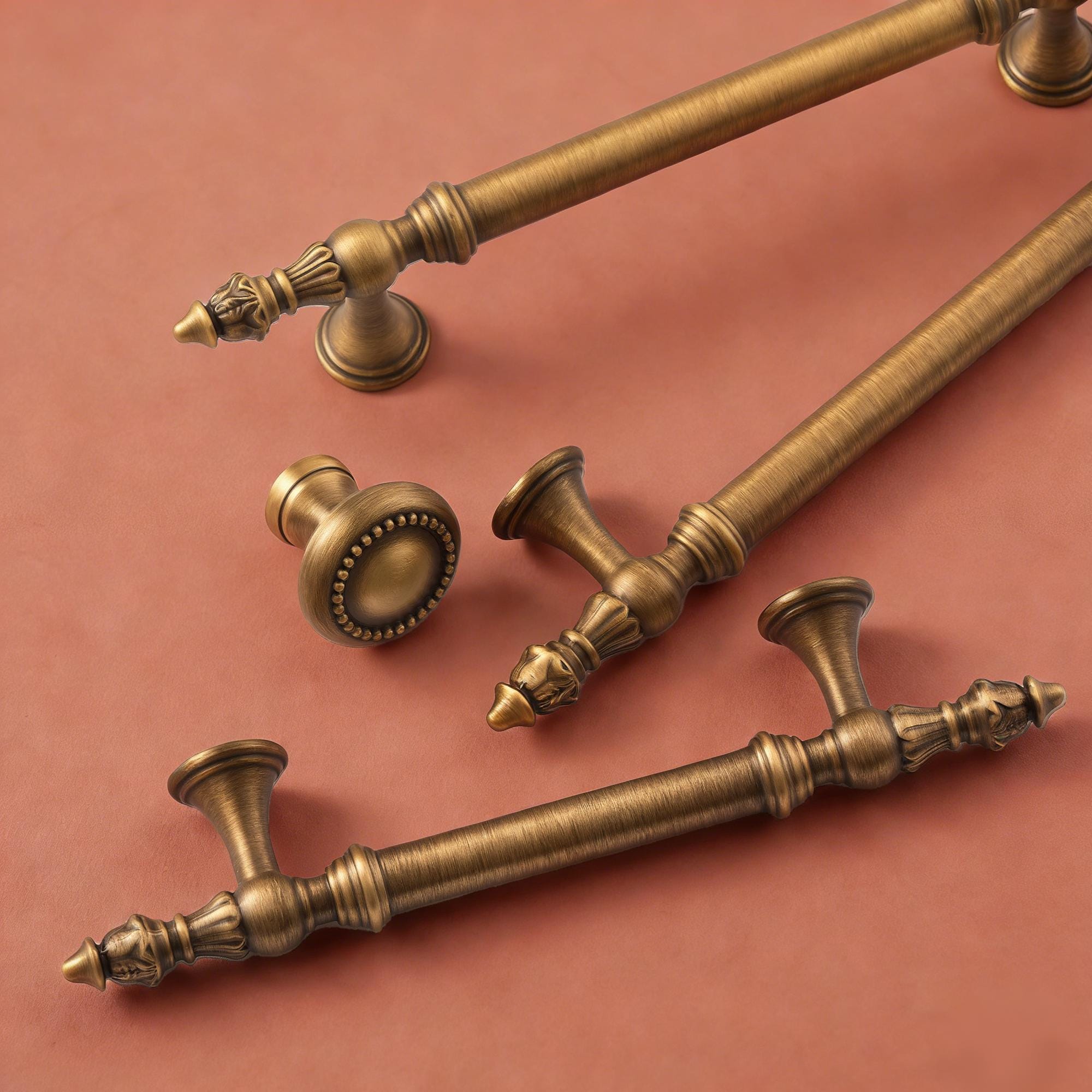 Solid Brass Antique Cabinet Pulls, French Brass Drawer Handles, Classic Kitchen & Bathroom Hardware
