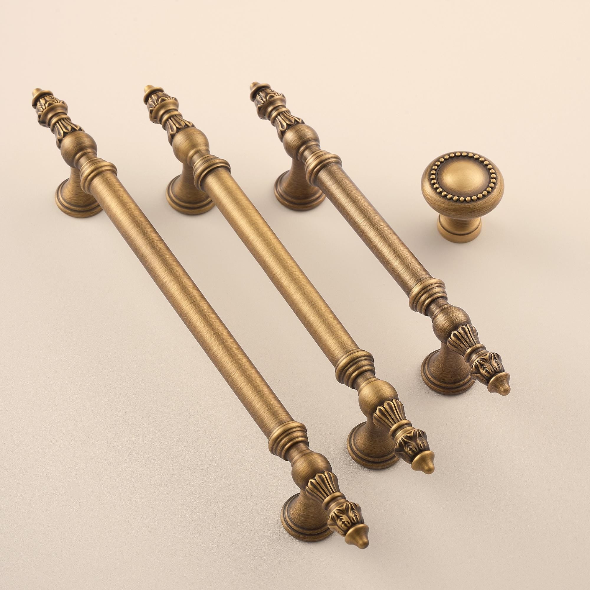 Solid Brass Antique Cabinet Pulls, French Brass Drawer Handles, Classic Kitchen & Bathroom Hardware