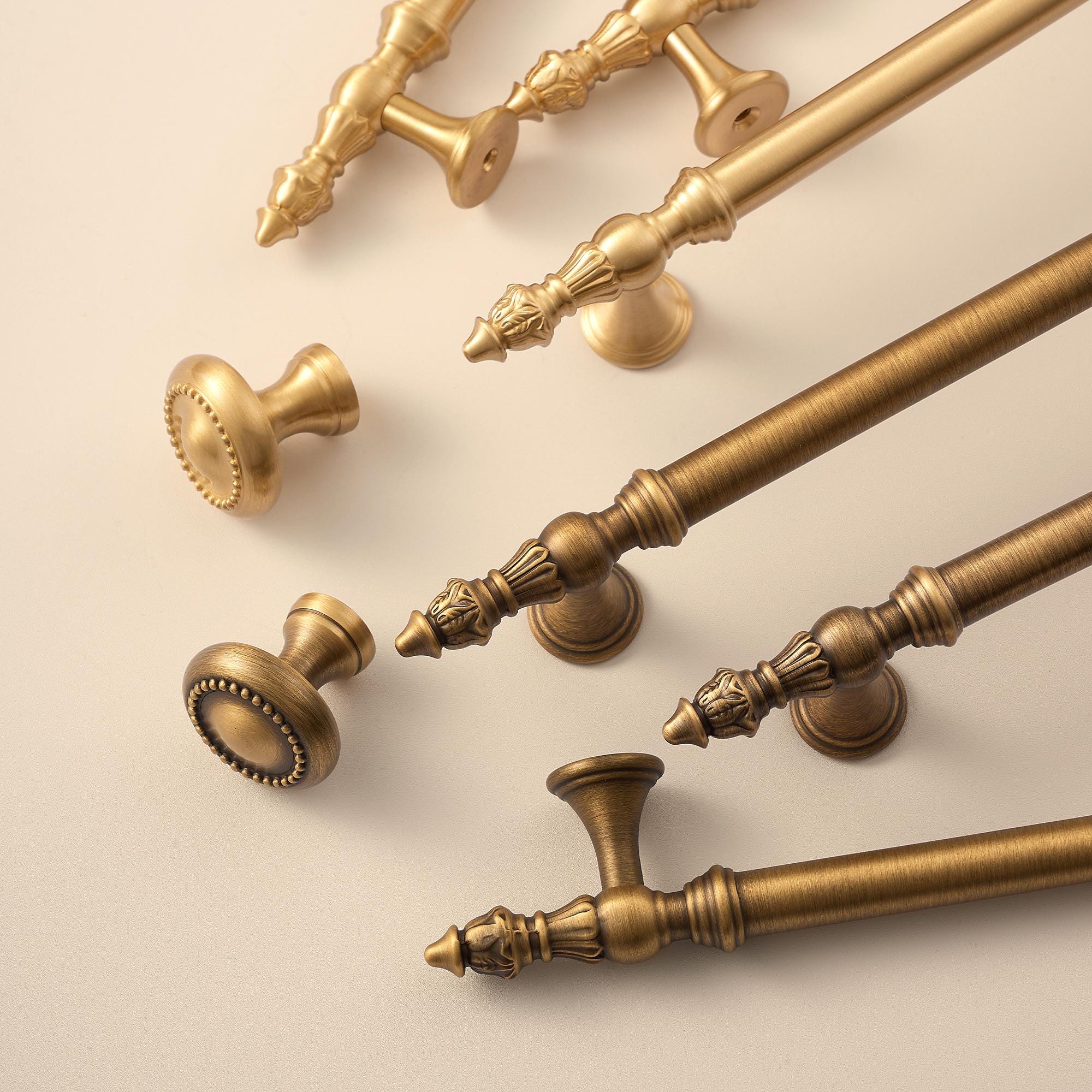 Solid Brass Antique Cabinet Pulls, French Brass Drawer Handles, Classic Kitchen & Bathroom Hardware