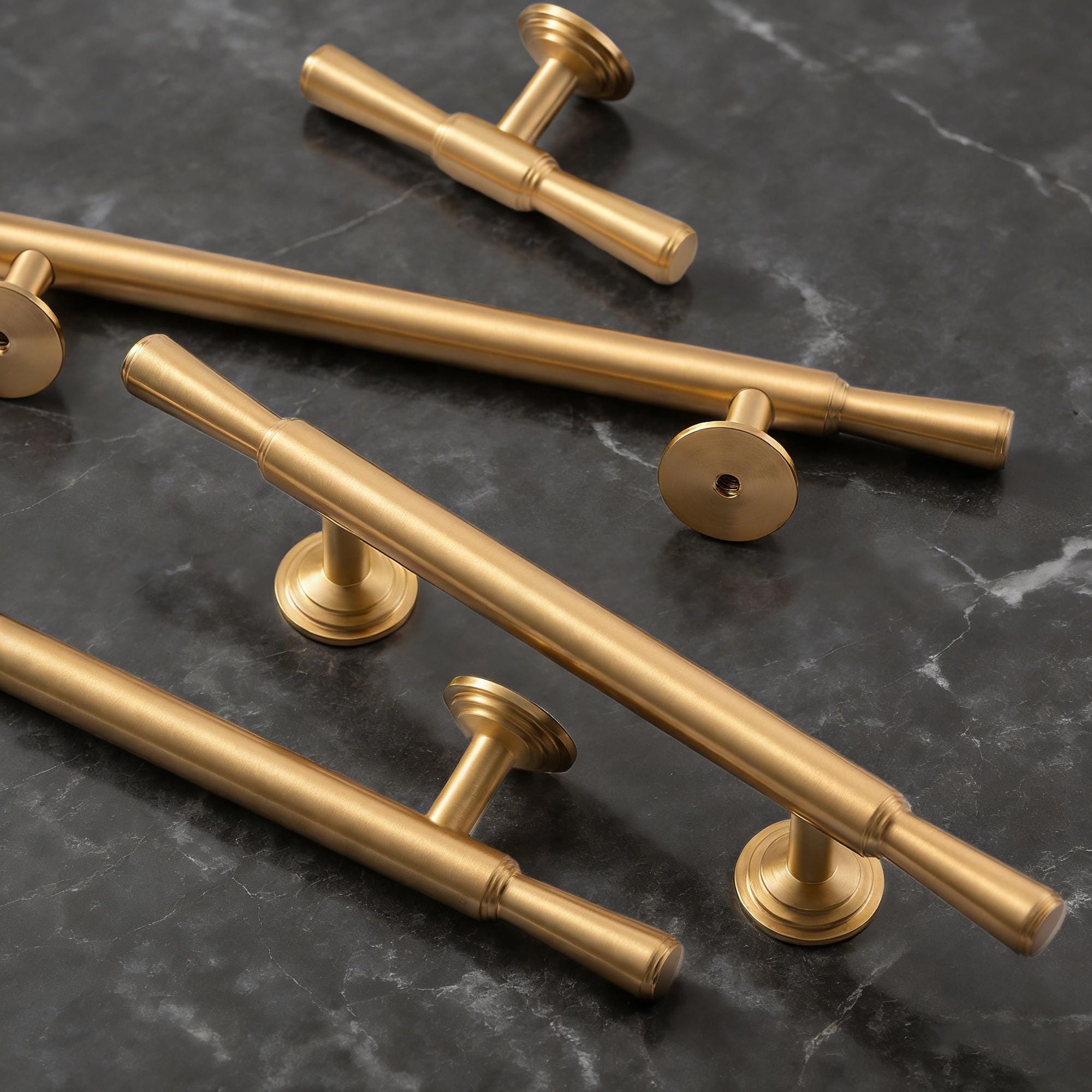 MCM Brushed Brass Cabinet Handles | Solid Brass Kitchen Hardware