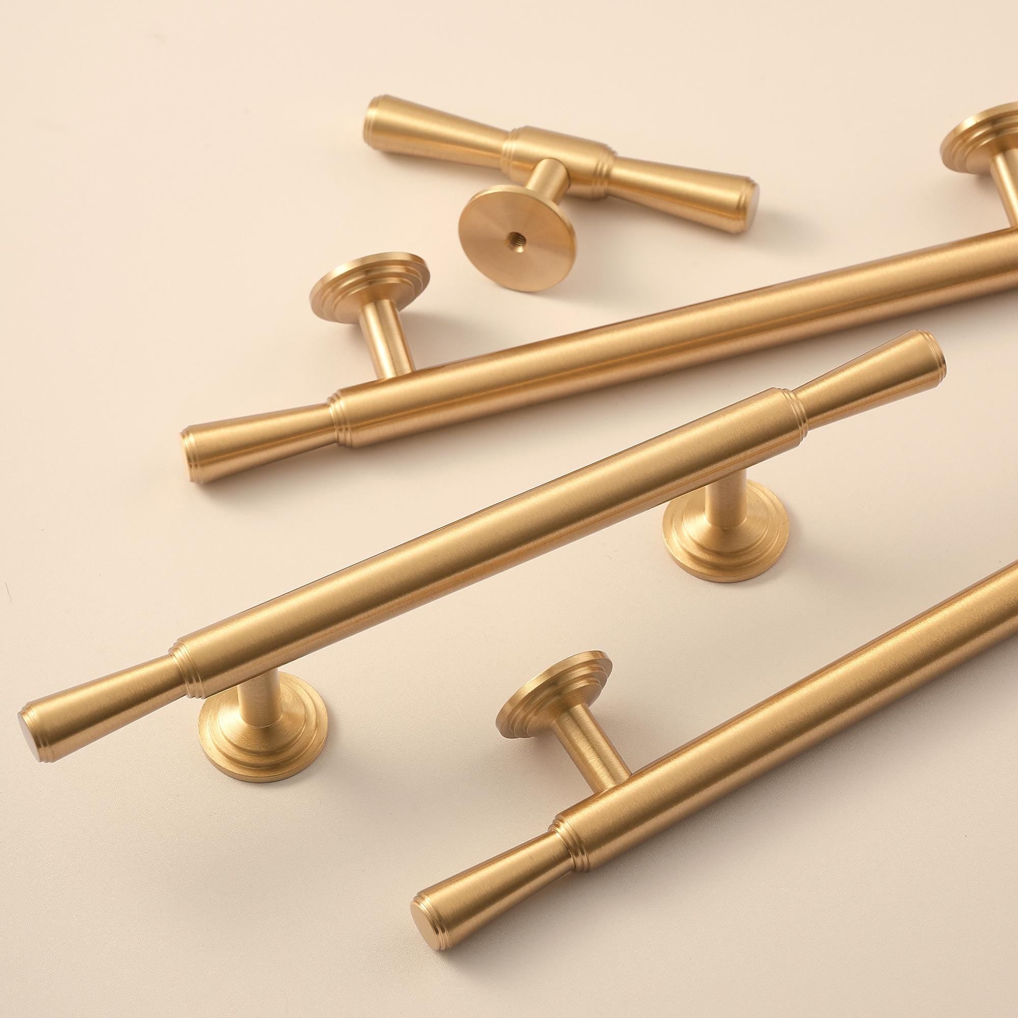 MCM Brushed Brass Cabinet Handles | Solid Brass Kitchen Hardware