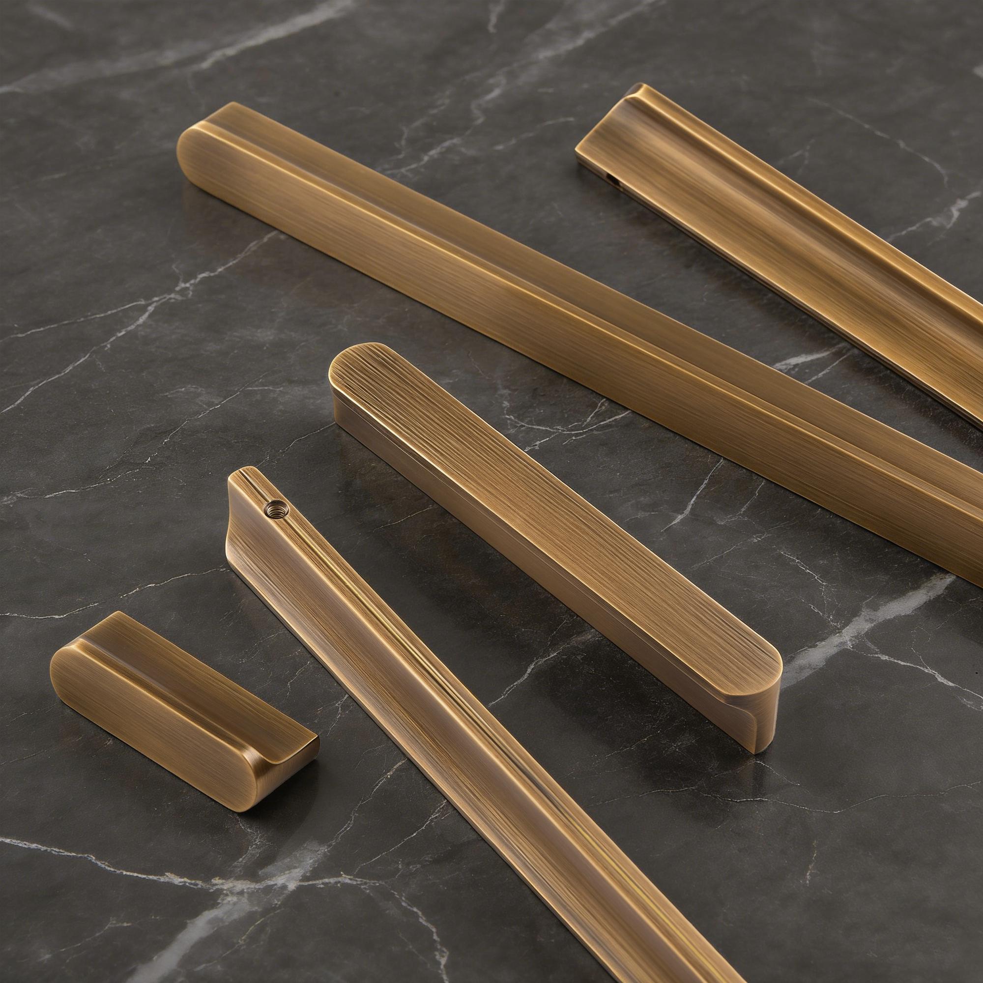 Antique Brass Cabinet Handles Solid Brass Drawer Pulls Modern Minimalist Kitchen Hardware