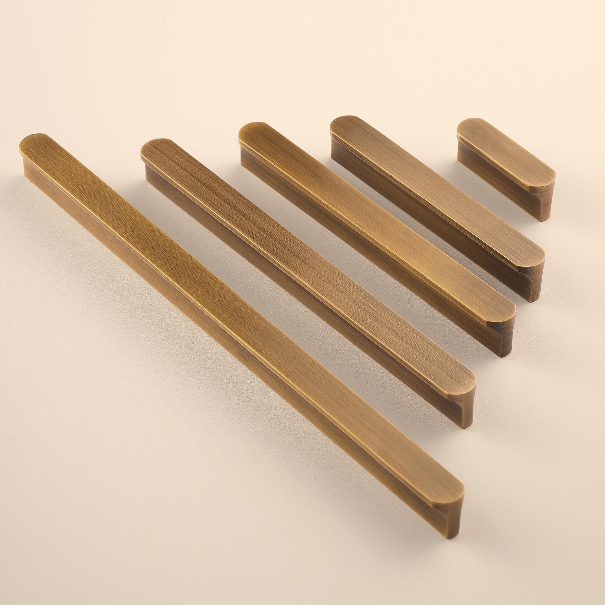 Antique Brass Cabinet Handles Solid Brass Drawer Pulls Modern Minimalist Kitchen Hardware