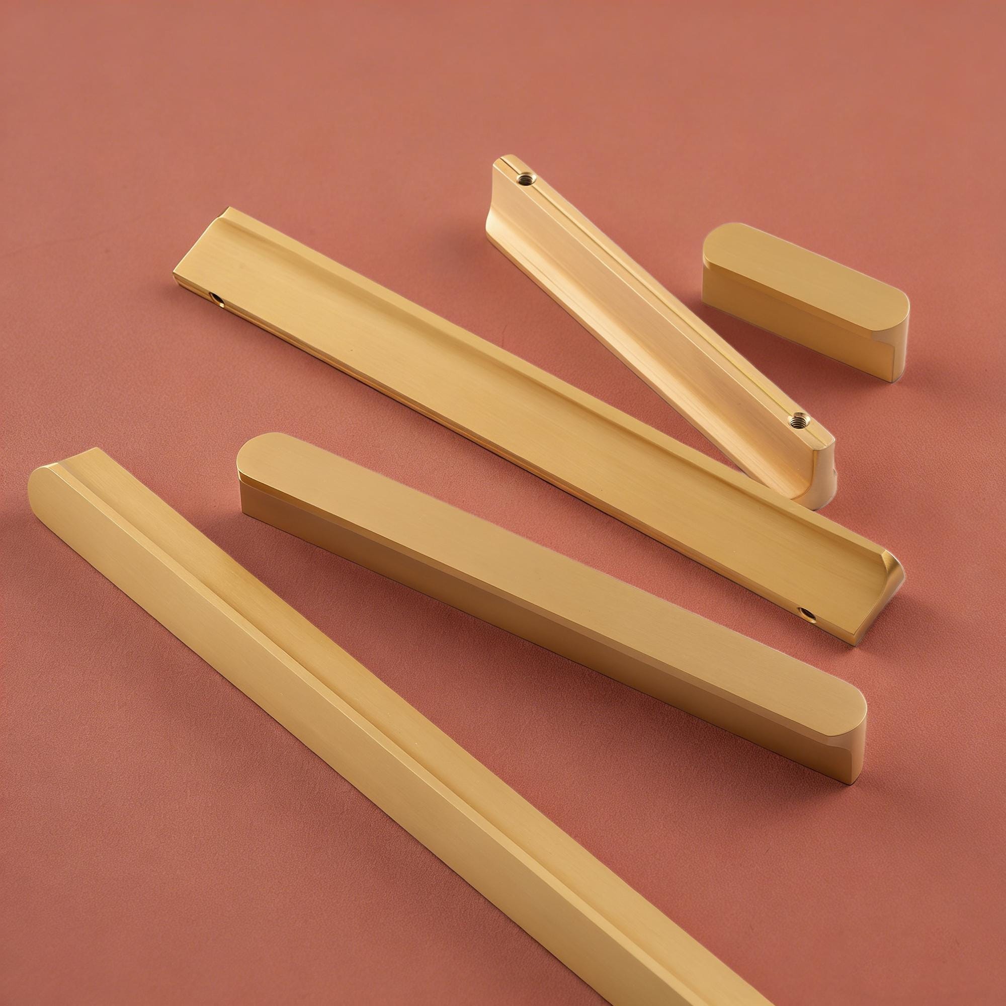 Antique Brass Cabinet Handles Solid Brass Drawer Pulls Modern Minimalist Kitchen Hardware