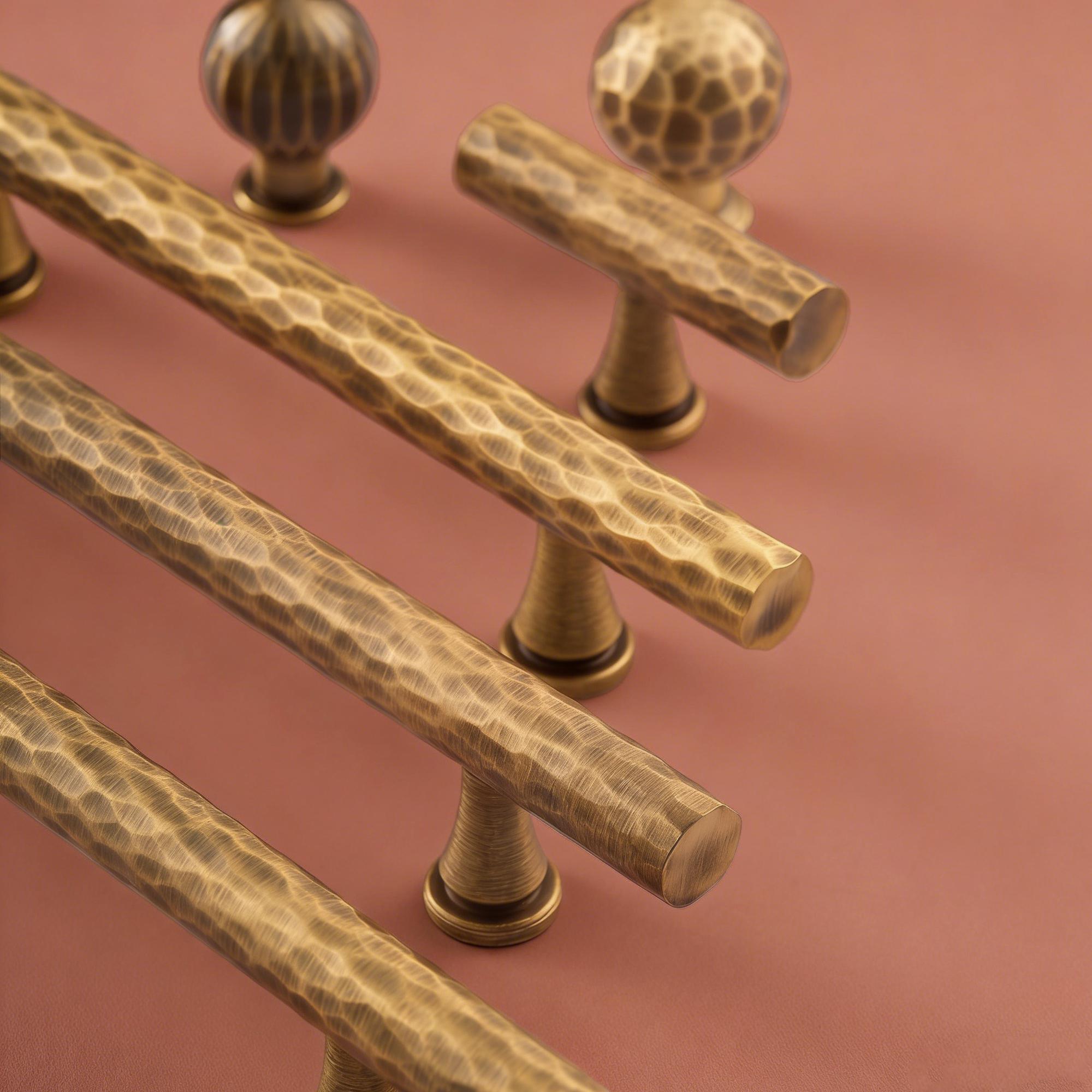 Hammered Antique Brass Cabinet Handles Handmade Vintage Brass Kitchen Pulls