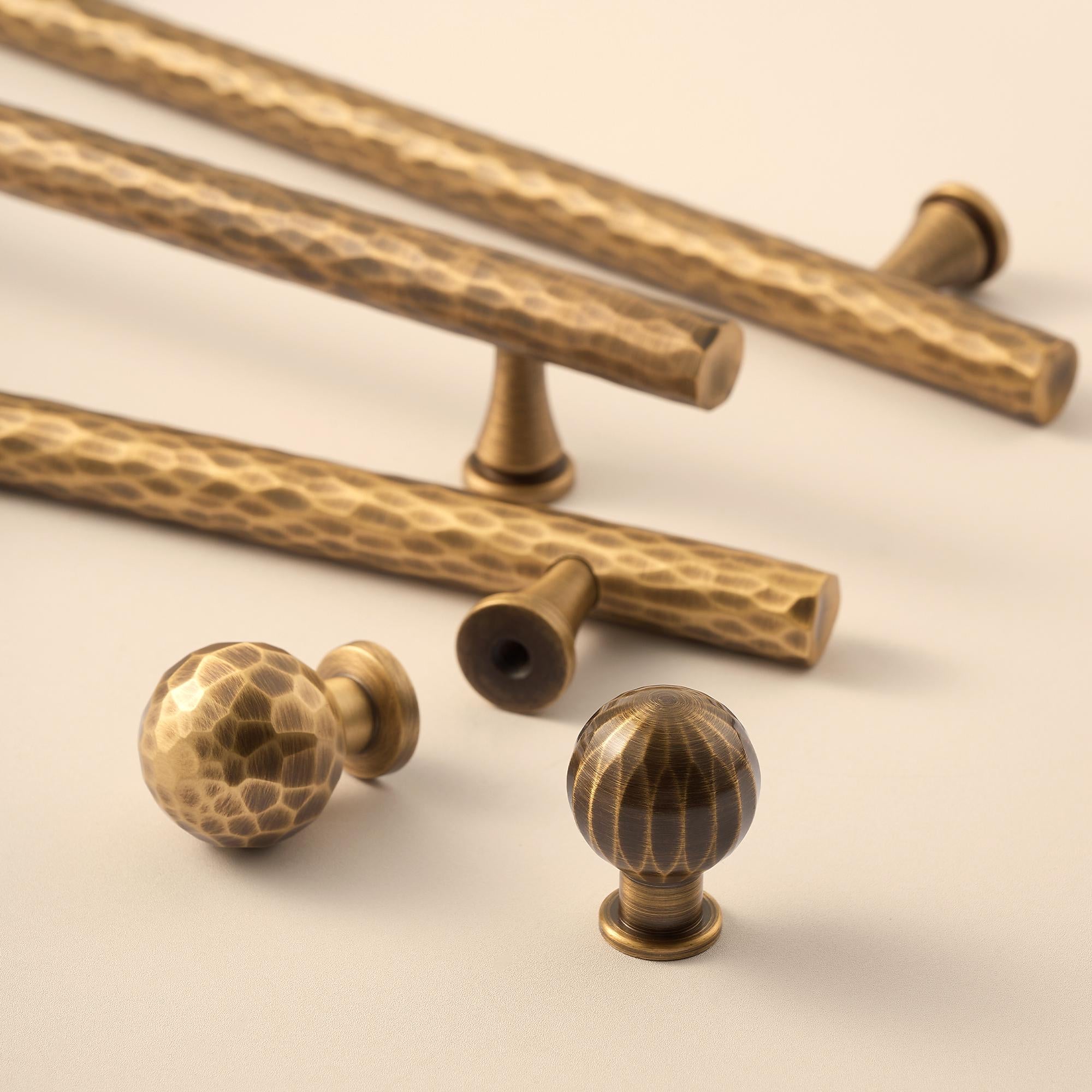 Hammered Antique Brass Cabinet Handles Handmade Vintage Brass Kitchen Pulls