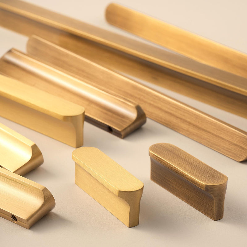 Antique Brass Cabinet Handles Solid Brass Drawer Pulls Modern Minimalist Kitchen Hardware