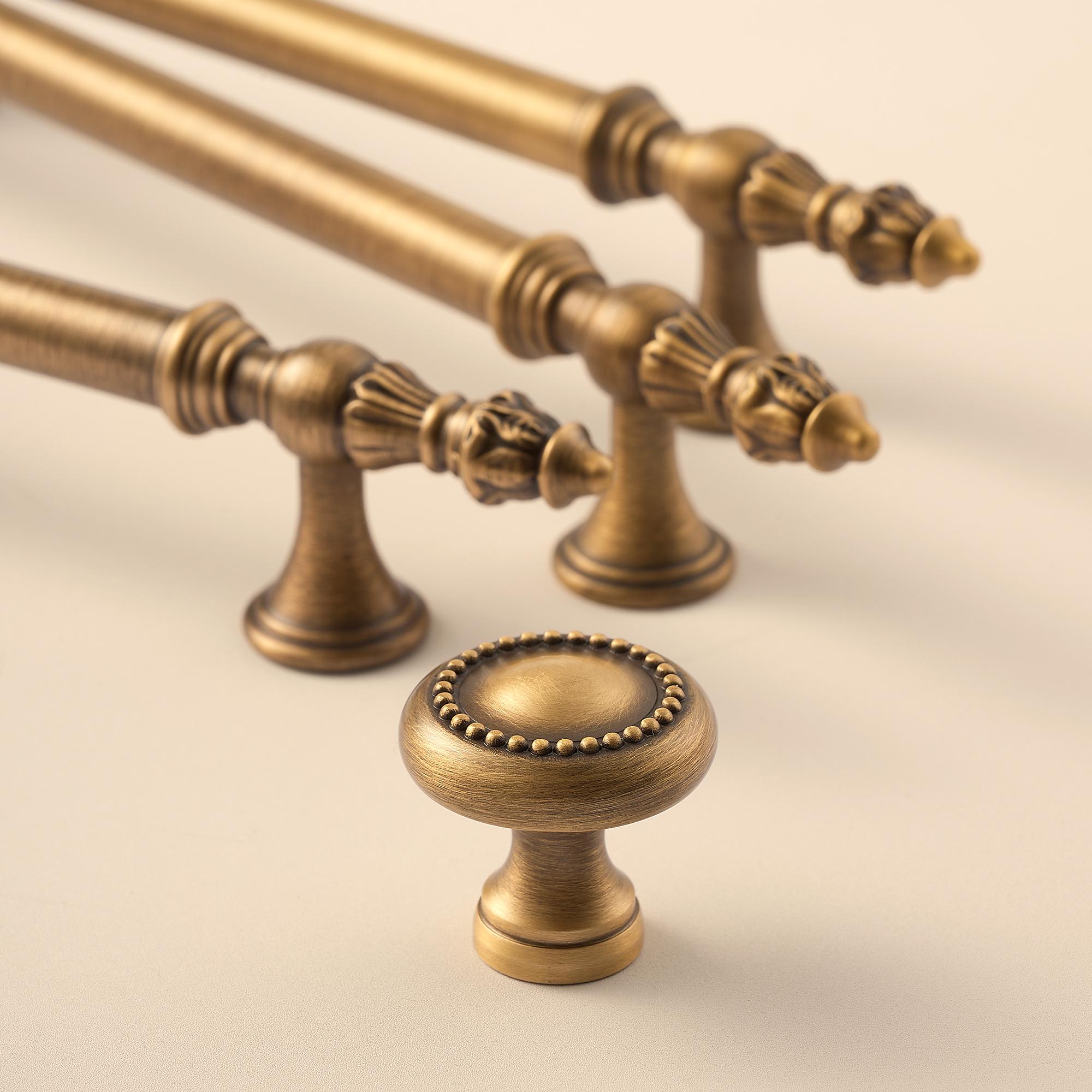 Solid Brass Antique Cabinet Pulls, French Brass Drawer Handles, Classic Kitchen & Bathroom Hardware