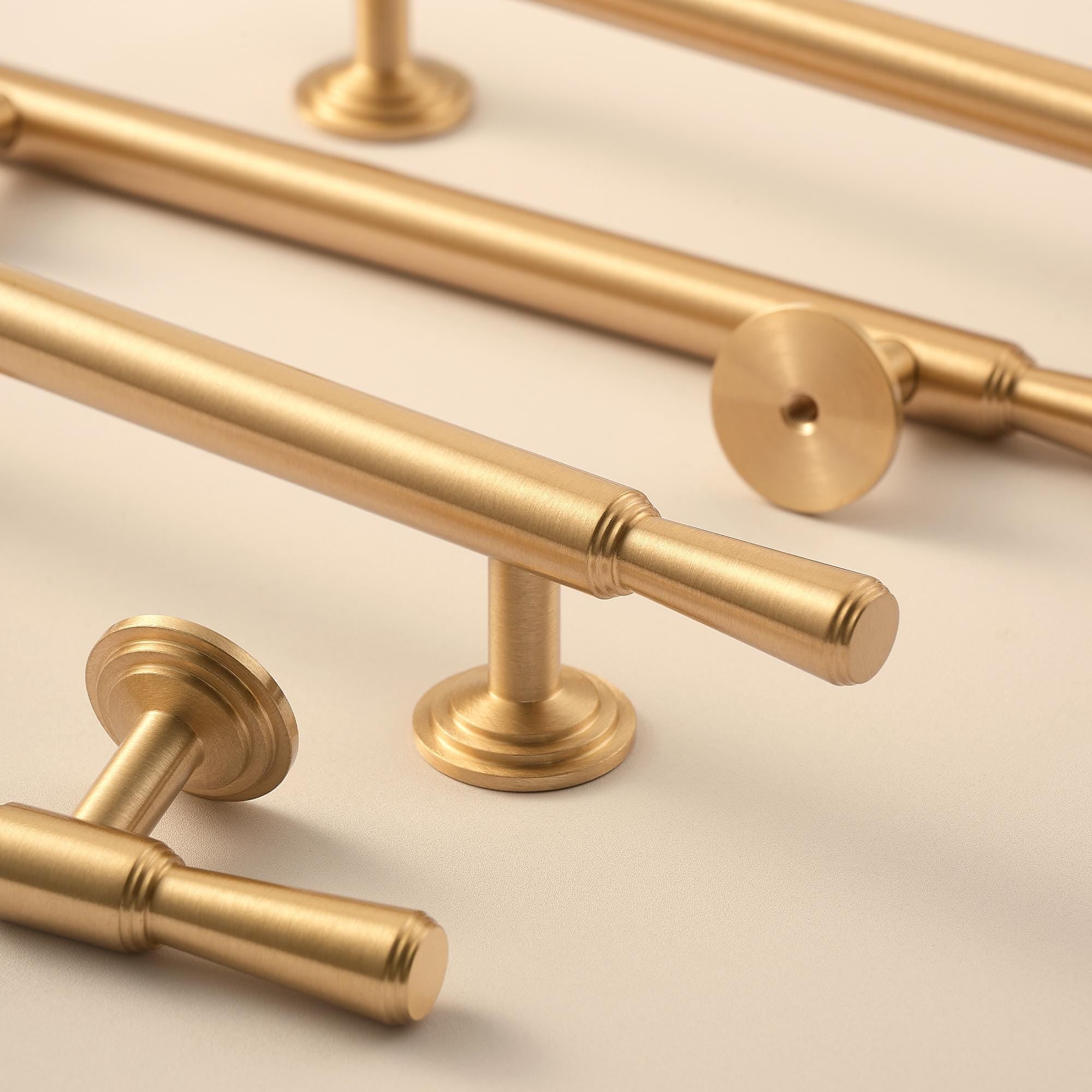 MCM Brushed Brass Cabinet Handles | Solid Brass Kitchen Hardware
