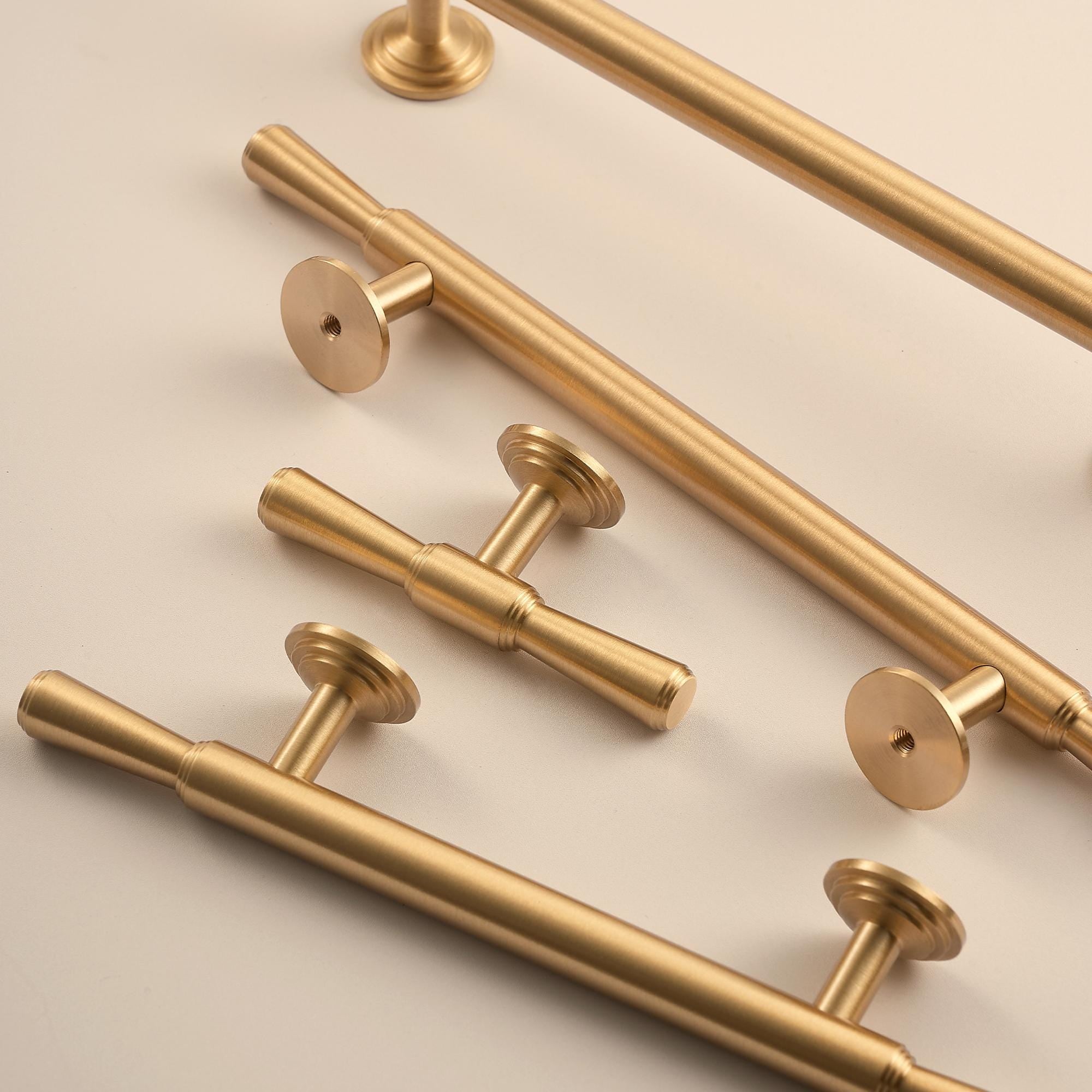 MCM Brushed Brass Cabinet Handles | Solid Brass Kitchen Hardware