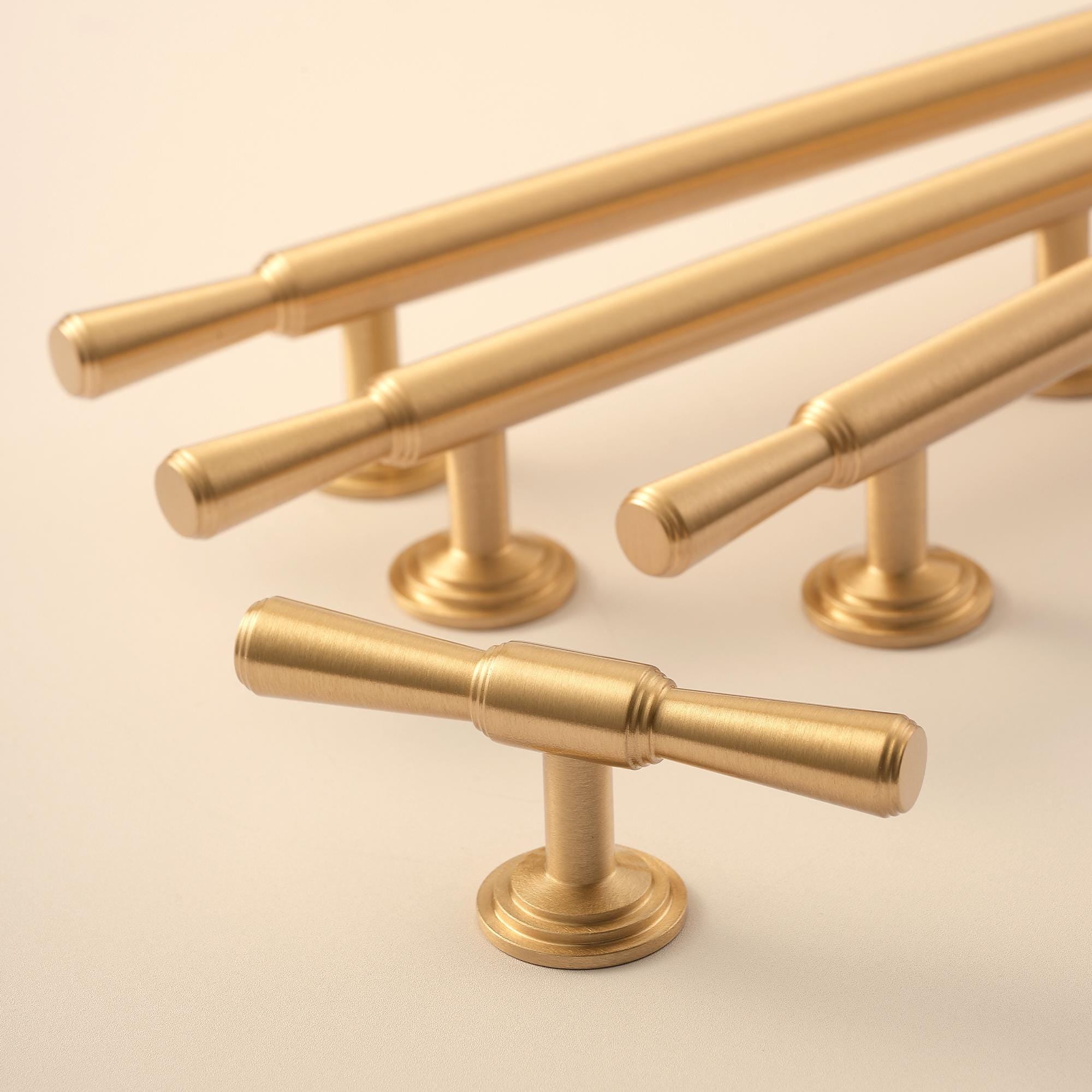 MCM Brushed Brass Cabinet Handles | Solid Brass Kitchen Hardware