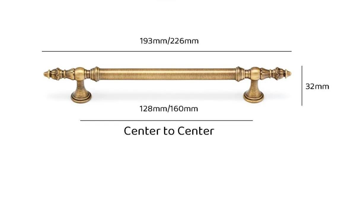 Solid Brass Antique Cabinet Pulls, French Brass Drawer Handles, Classic Kitchen & Bathroom Hardware