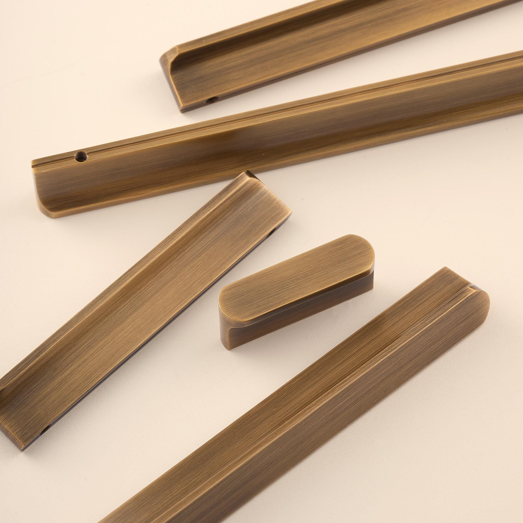 Antique Brass Cabinet Handles Solid Brass Drawer Pulls Modern Minimalist Kitchen Hardware