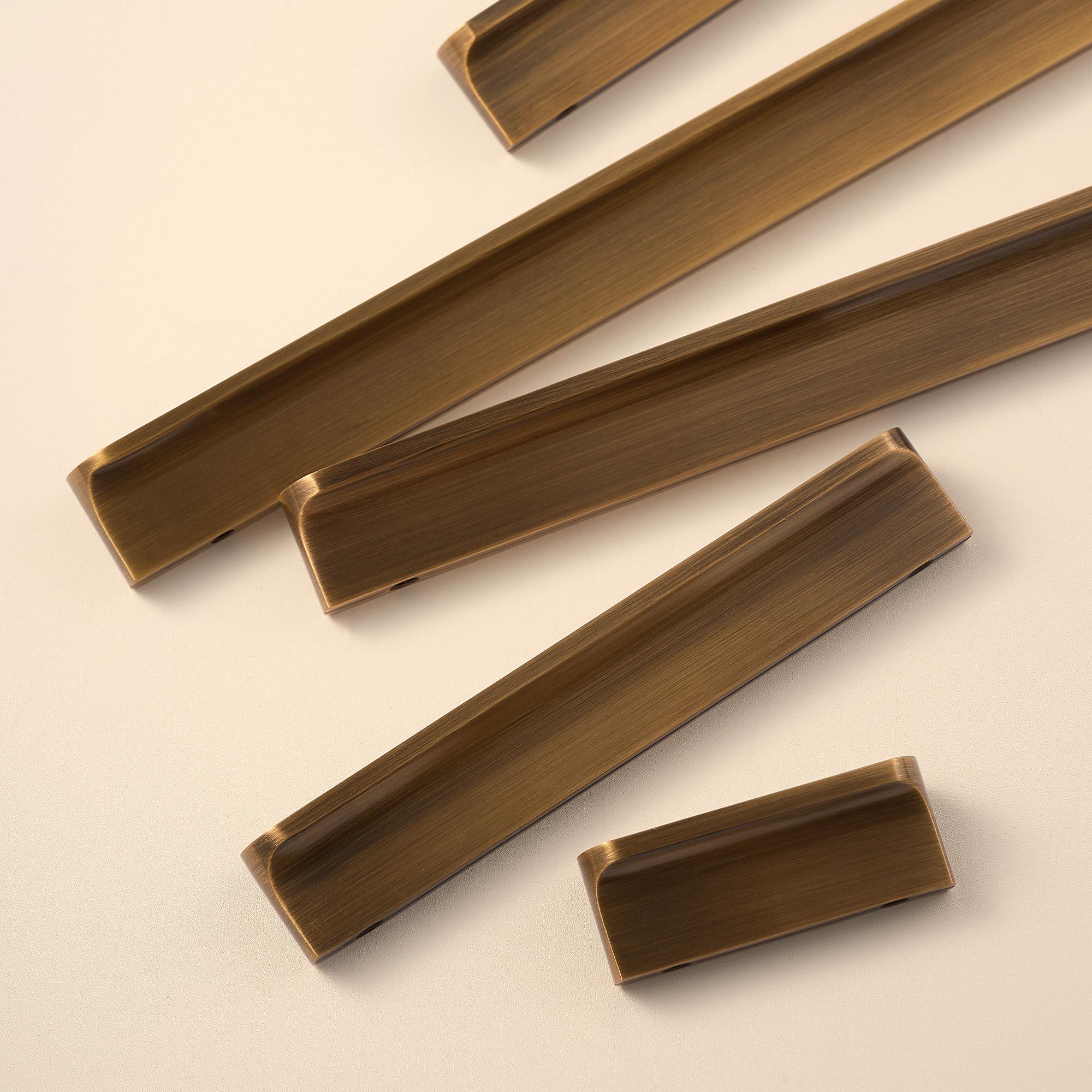 Antique Brass Cabinet Handles Solid Brass Drawer Pulls Modern Minimalist Kitchen Hardware