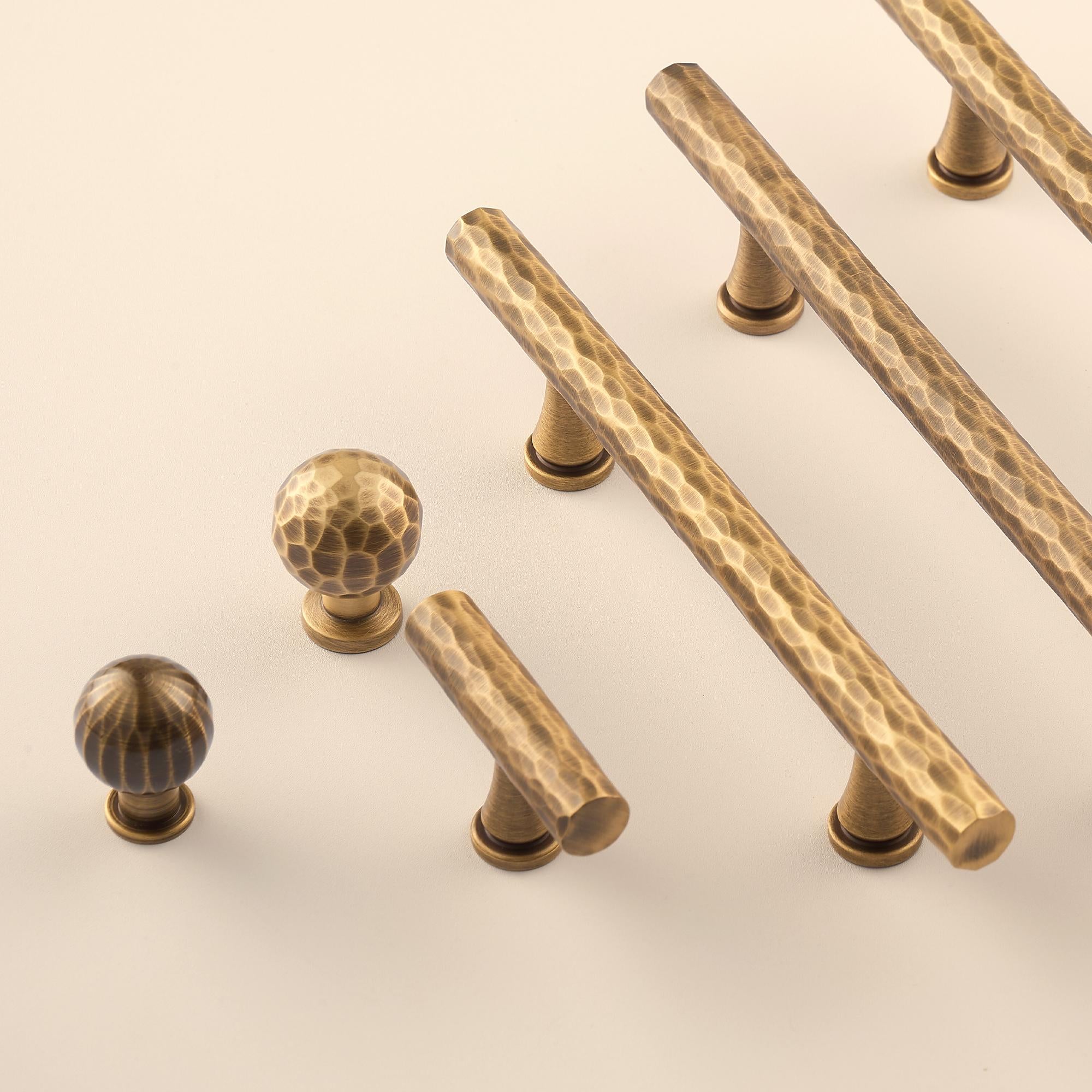 Hammered Antique Brass Cabinet Handles Handmade Vintage Brass Kitchen Pulls