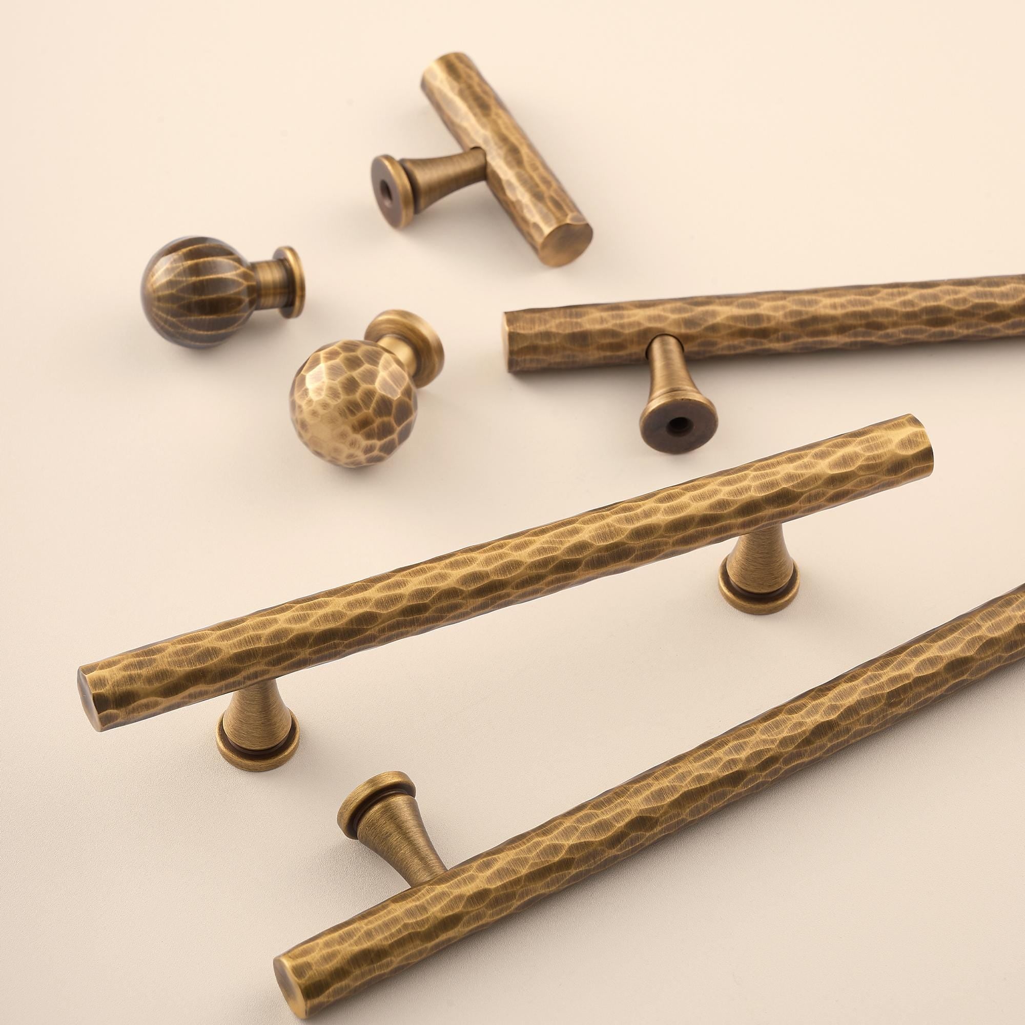Hammered Antique Brass Cabinet Handles Handmade Vintage Brass Kitchen Pulls