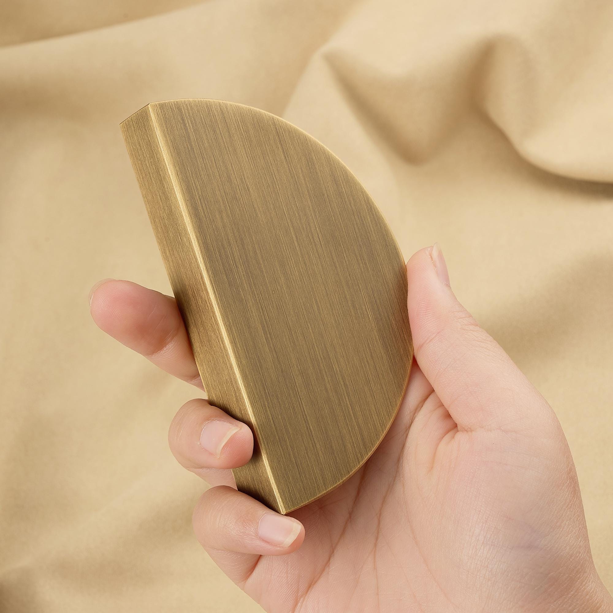 Semi Circle Brass Cabinet Pull, Modern Half Moon Drawer Handle, Gold Cabinet Hardware