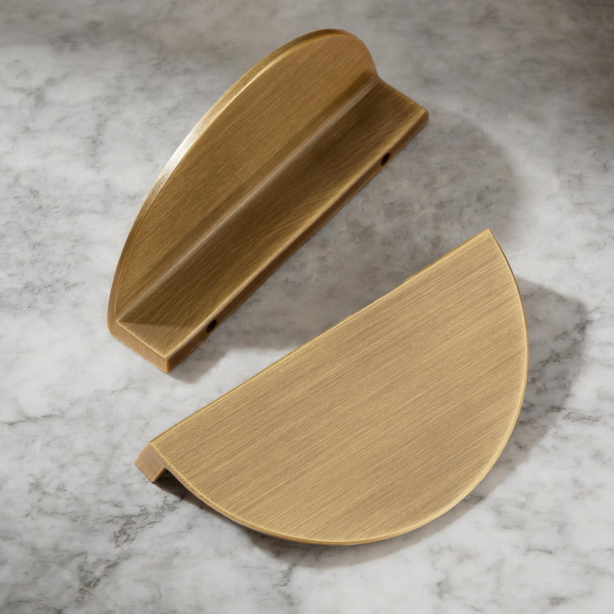 Semi Circle Brass Cabinet Pull, Modern Half Moon Drawer Handle, Gold Cabinet Hardware