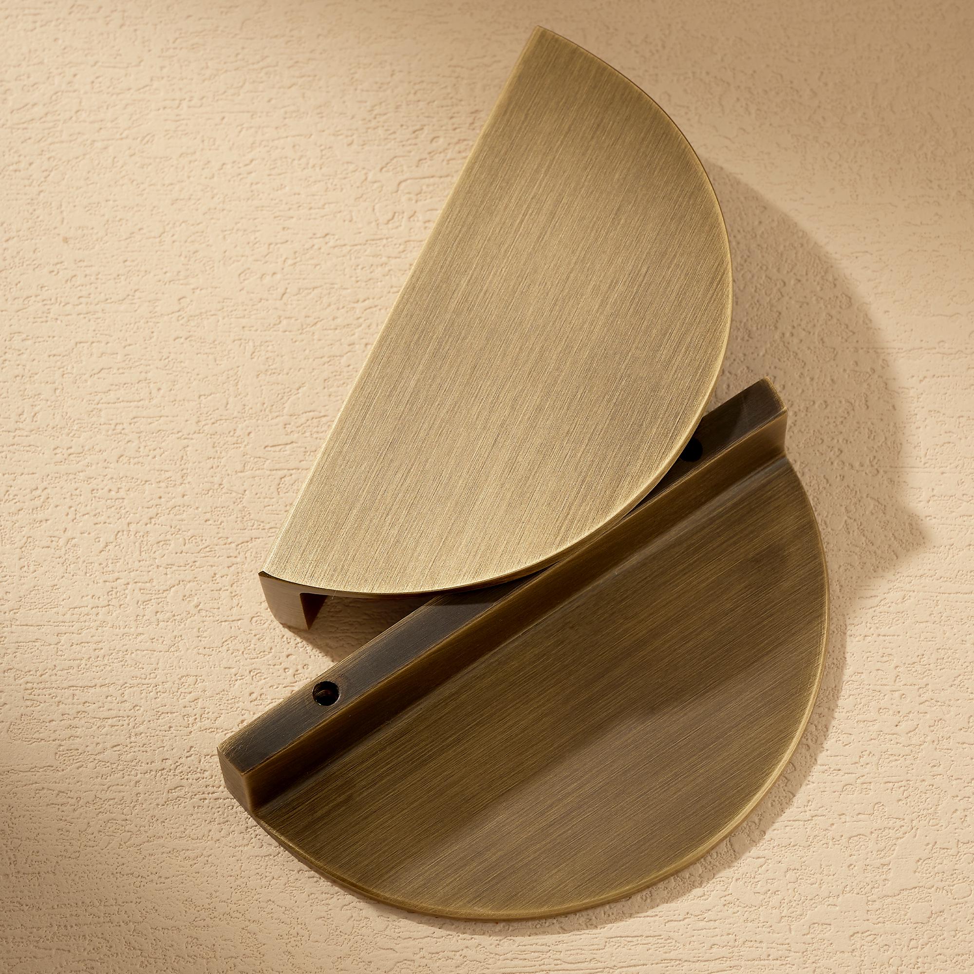 Semi Circle Brass Cabinet Pull, Modern Half Moon Drawer Handle, Gold Cabinet Hardware