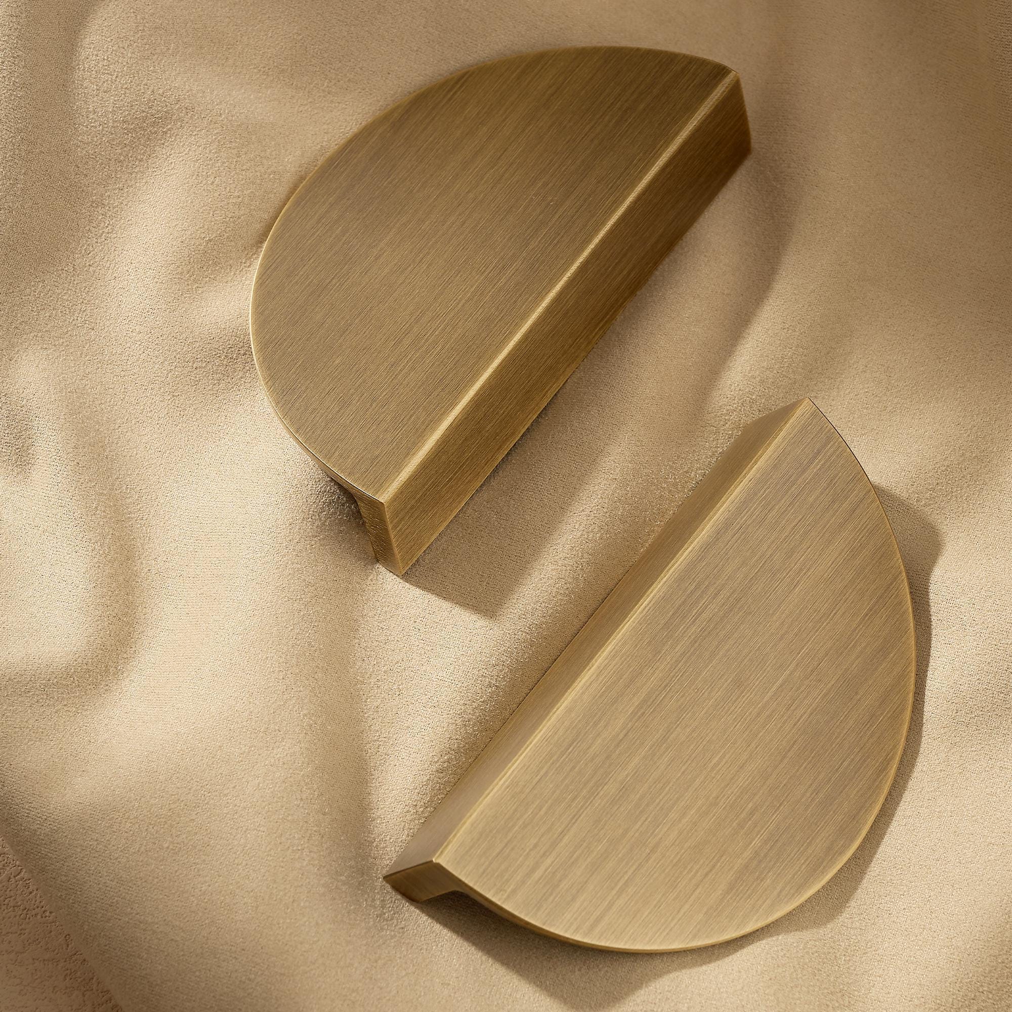 Semi Circle Brass Cabinet Pull, Modern Half Moon Drawer Handle, Gold Cabinet Hardware
