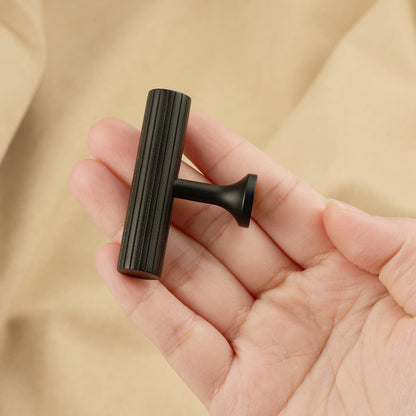 Black Fluted Cabinet Handle, Modern Ribbed Drawer Pull, Minimalist Cabinet Hardware