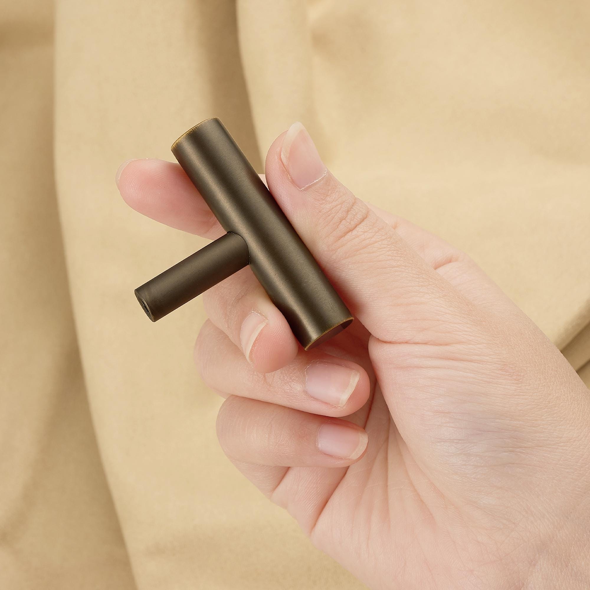 Solid Brass Cabinet Pull, Oil Rubbed Bronze Modern Handle, Cylindrical Bar Drawer Hardware