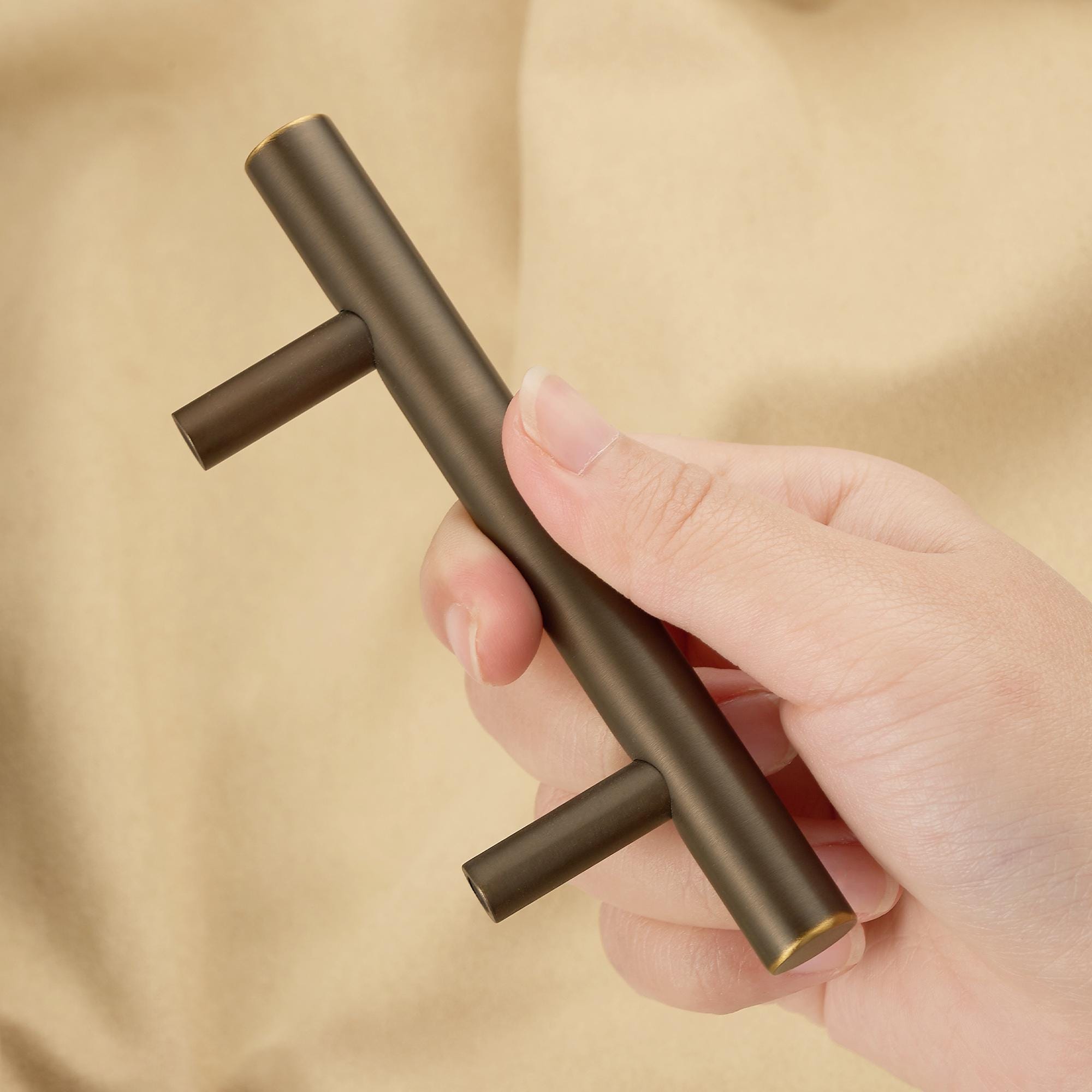 Solid Brass Cabinet Pull, Oil Rubbed Bronze Modern Handle, Cylindrical Bar Drawer Hardware
