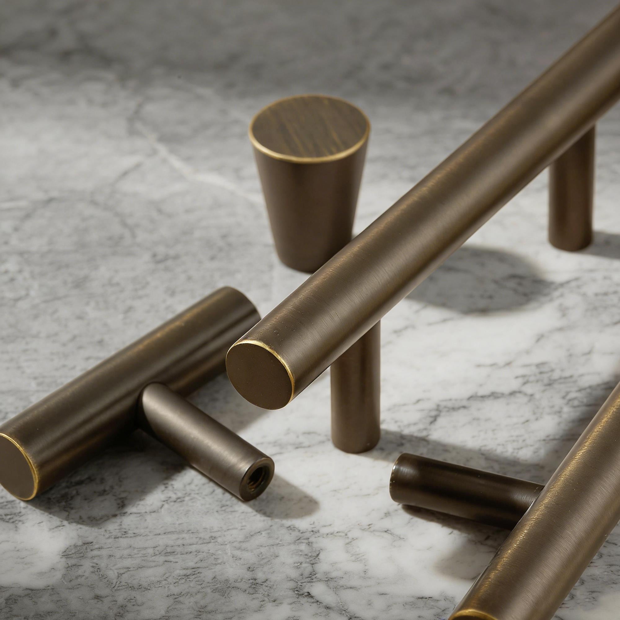 Solid Brass Cabinet Pull, Oil Rubbed Bronze Modern Handle, Cylindrical Bar Drawer Hardware
