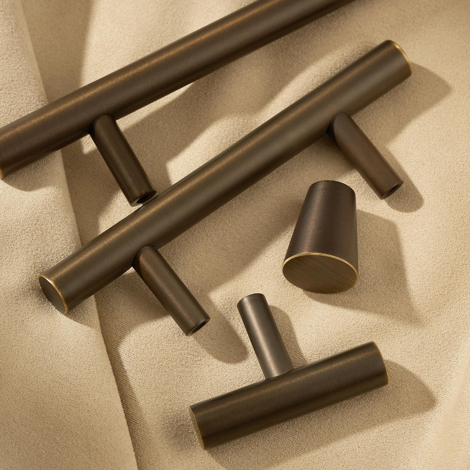 Solid Brass Cabinet Pull, Oil Rubbed Bronze Modern Handle, Cylindrical Bar Drawer Hardware