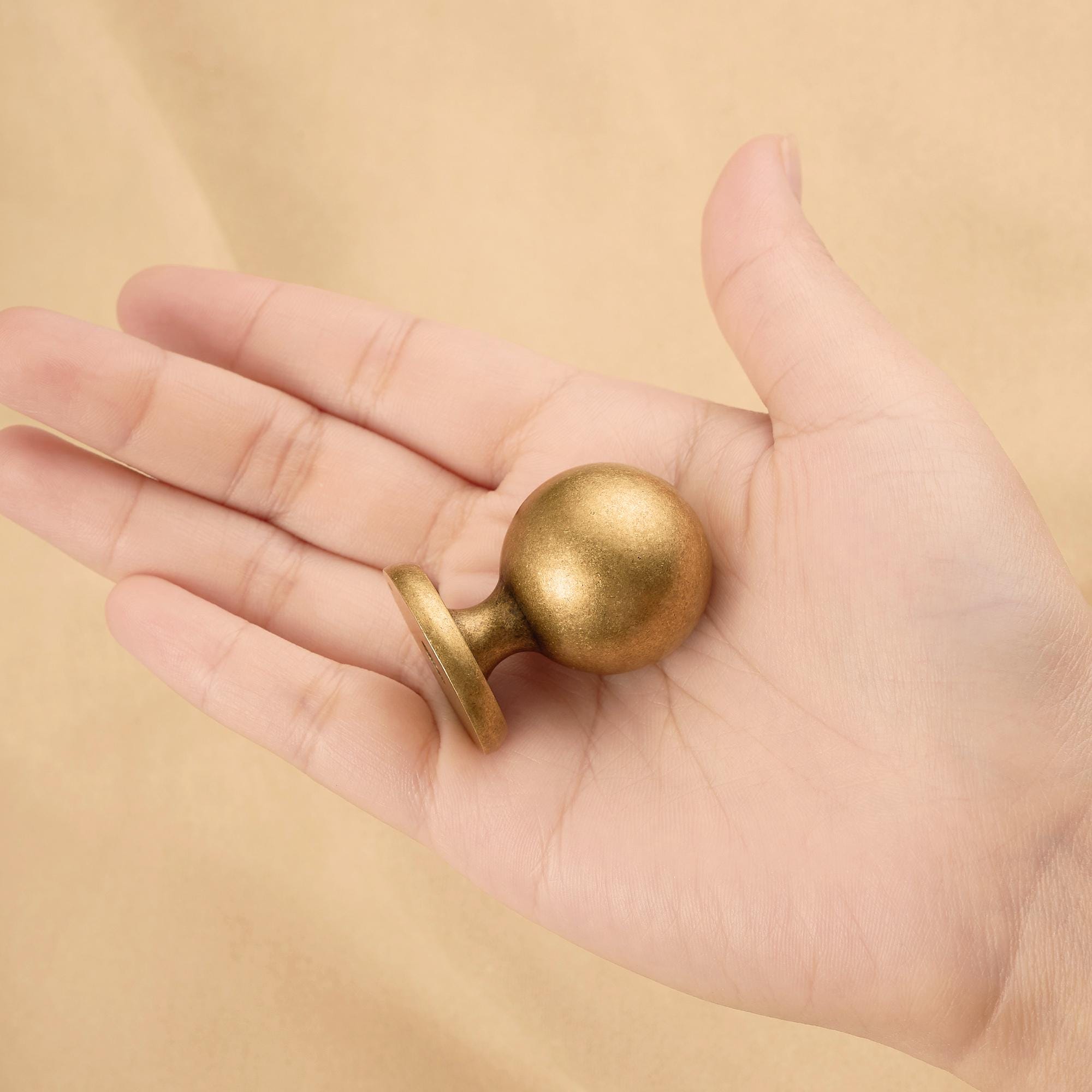 Solid Brass Beaded Cabinet Pull, Antique French Country Drawer Handle