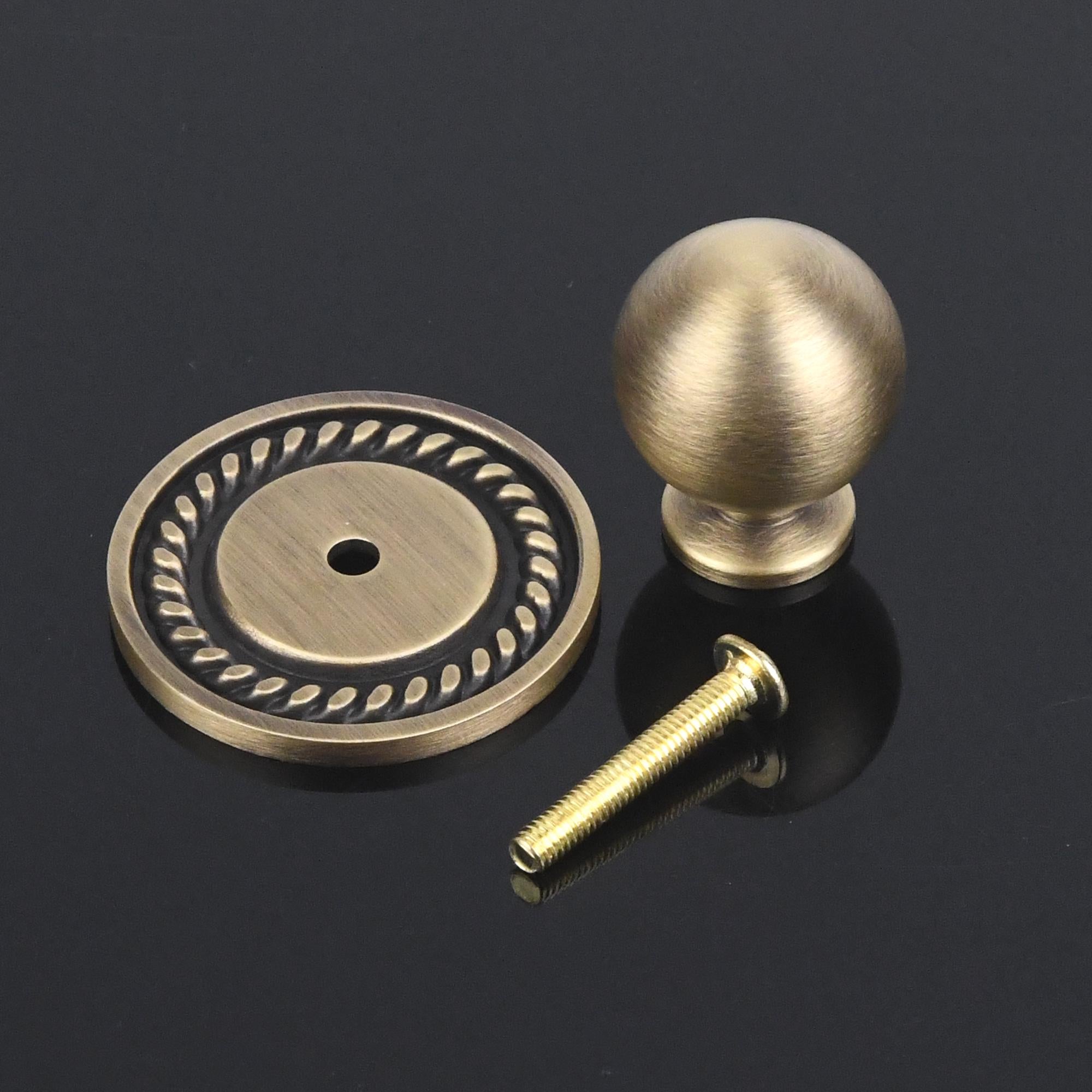Solid Brass Vintage Cabinet Knob, Round or Long Backplate, Antique Drawer Hardware