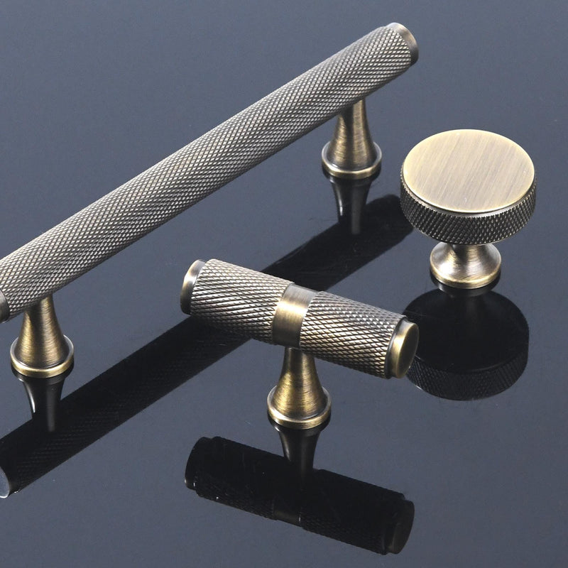 Solid Brass Knurled Cabinet Handle, Industrial Drawer Pull, Modern Kitchen Hardware