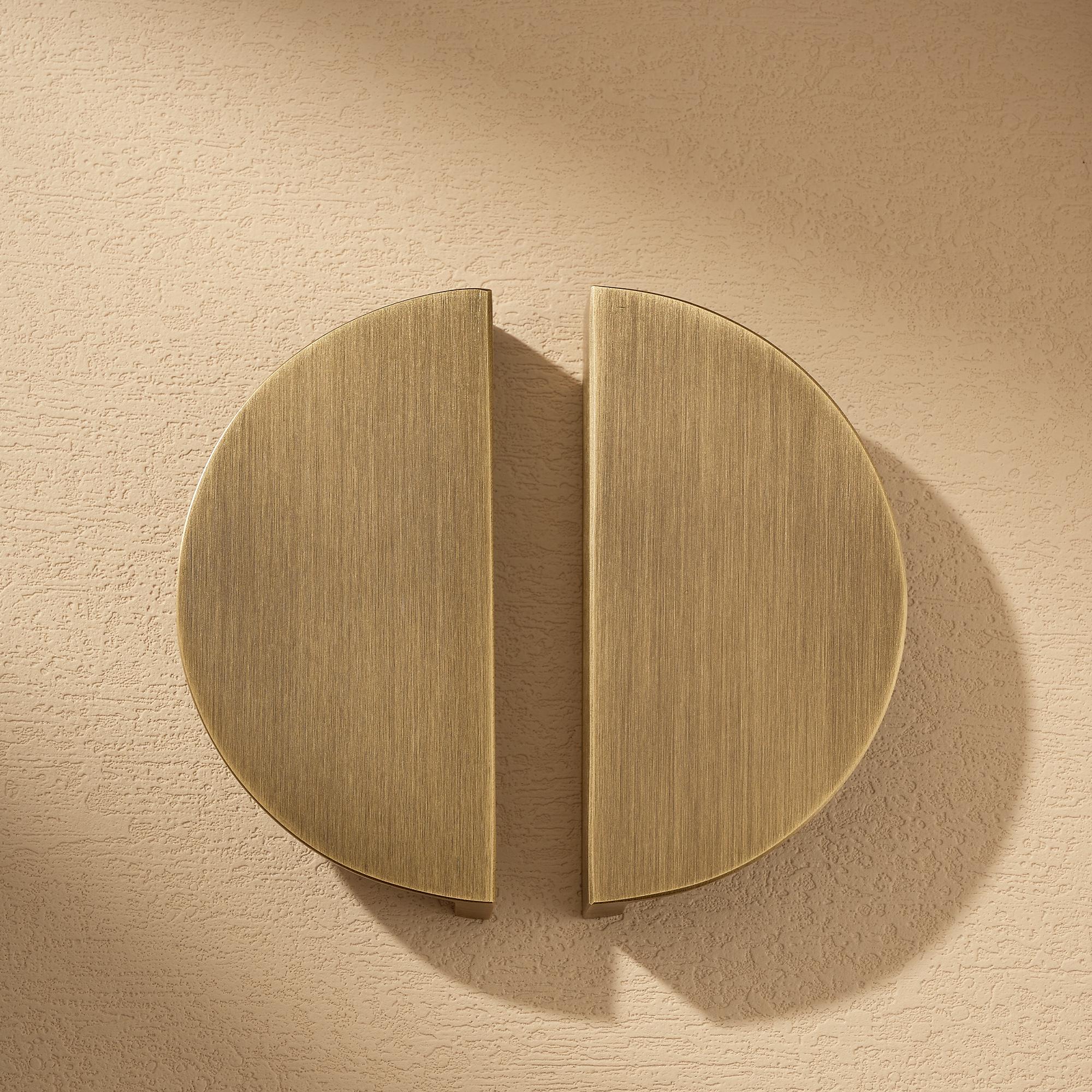 Semi Circle Brass Cabinet Pull, Modern Half Moon Drawer Handle, Gold Cabinet Hardware
