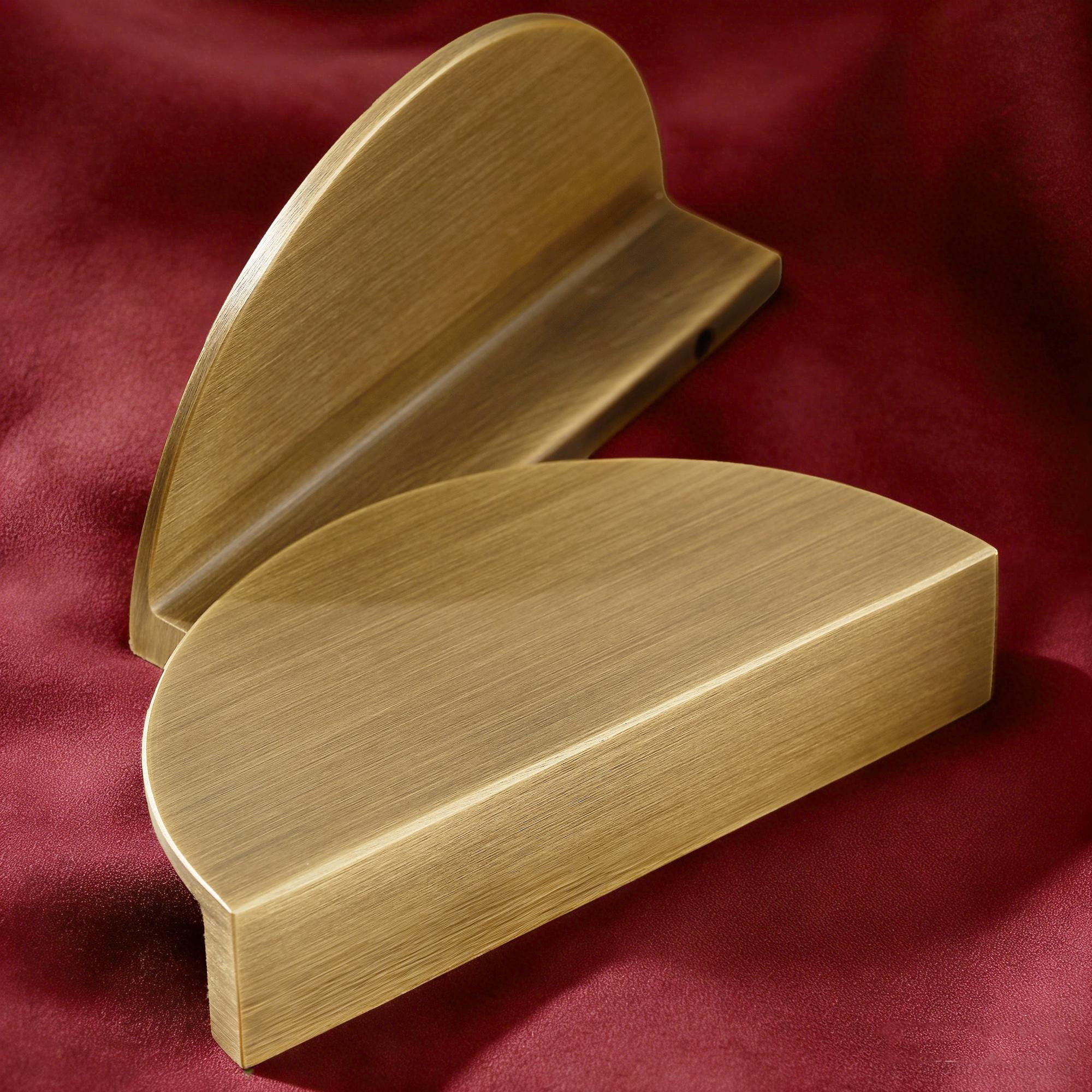 Semi Circle Brass Cabinet Pull, Modern Half Moon Drawer Handle, Gold Cabinet Hardware