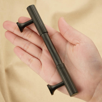 Black Fluted Cabinet Handle, Modern Ribbed Drawer Pull, Minimalist Cabinet Hardware