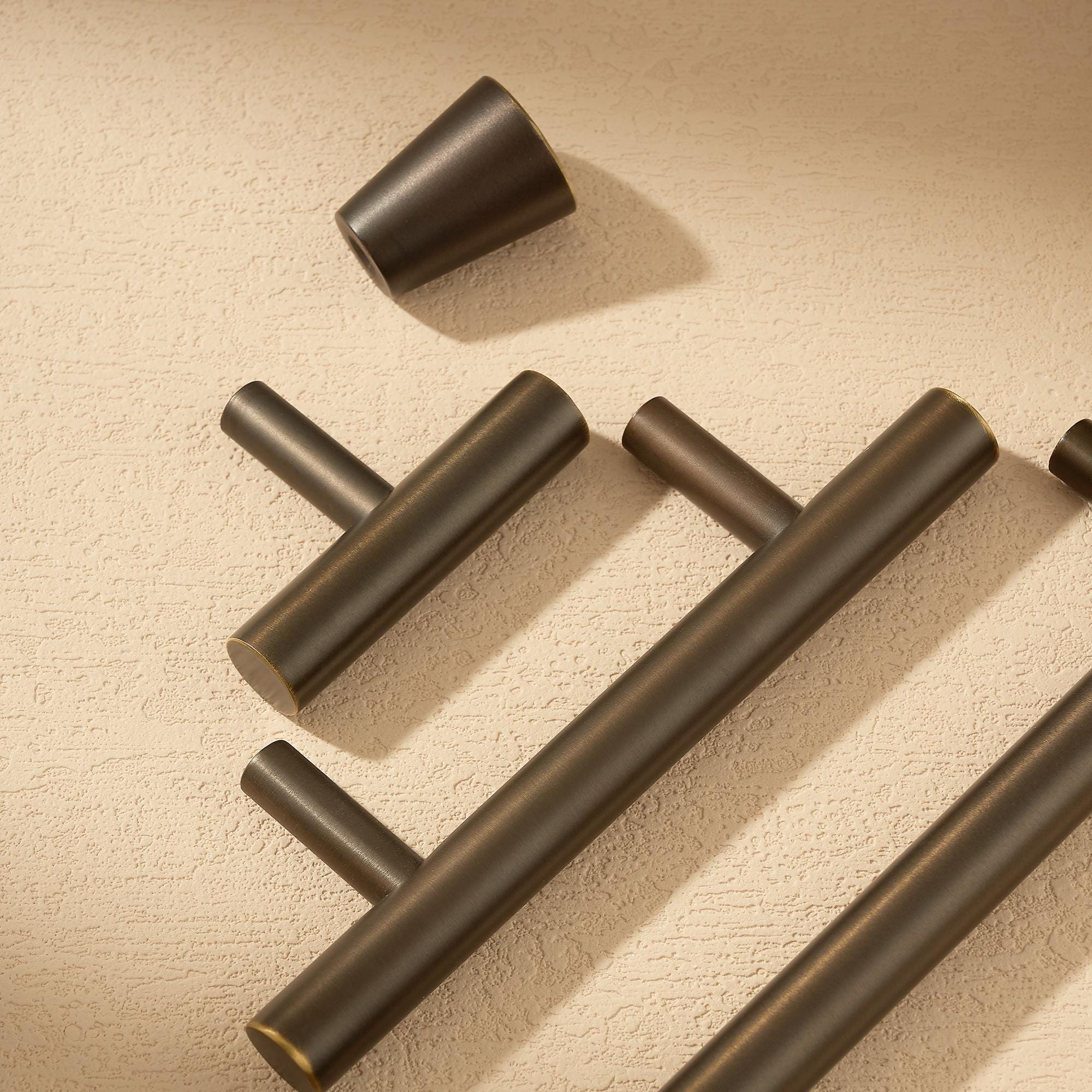 Solid Brass Cabinet Pull, Oil Rubbed Bronze Modern Handle, Cylindrical Bar Drawer Hardware