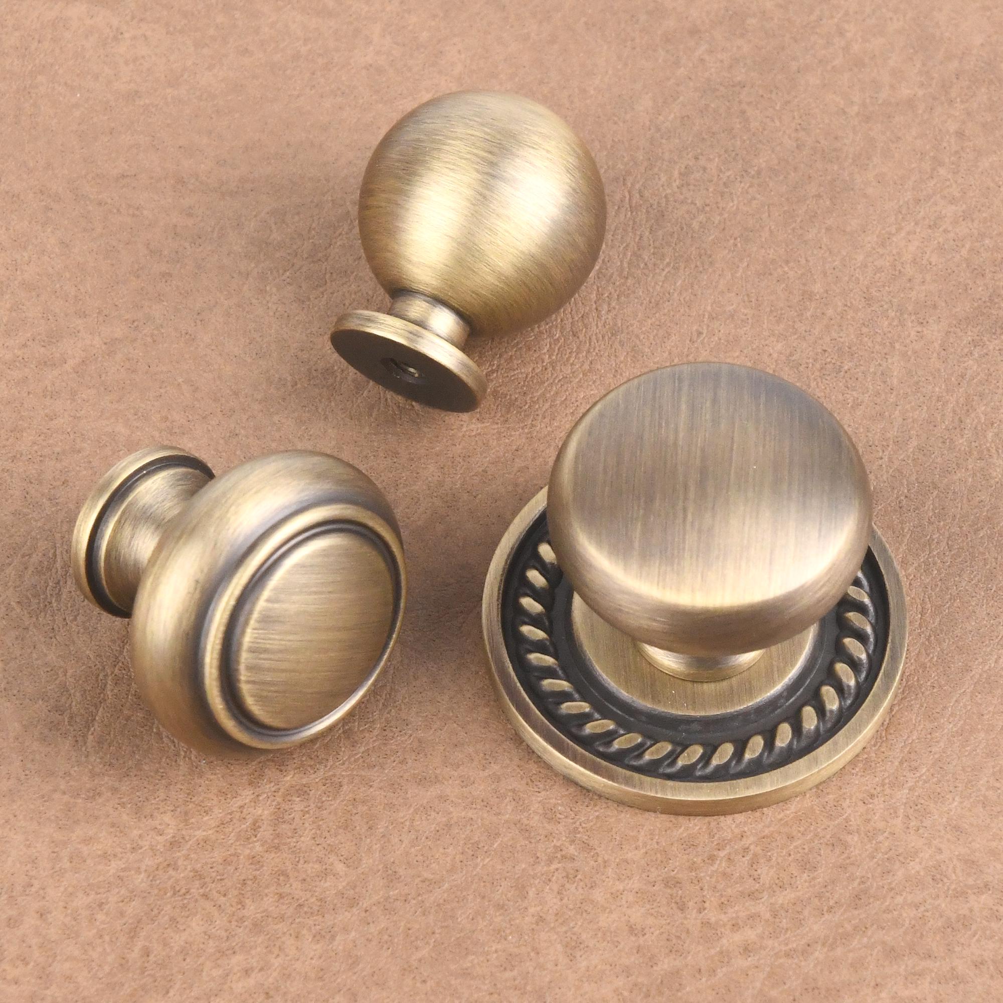 Solid Brass Vintage Cabinet Knob, Round or Long Backplate, Antique Drawer Hardware