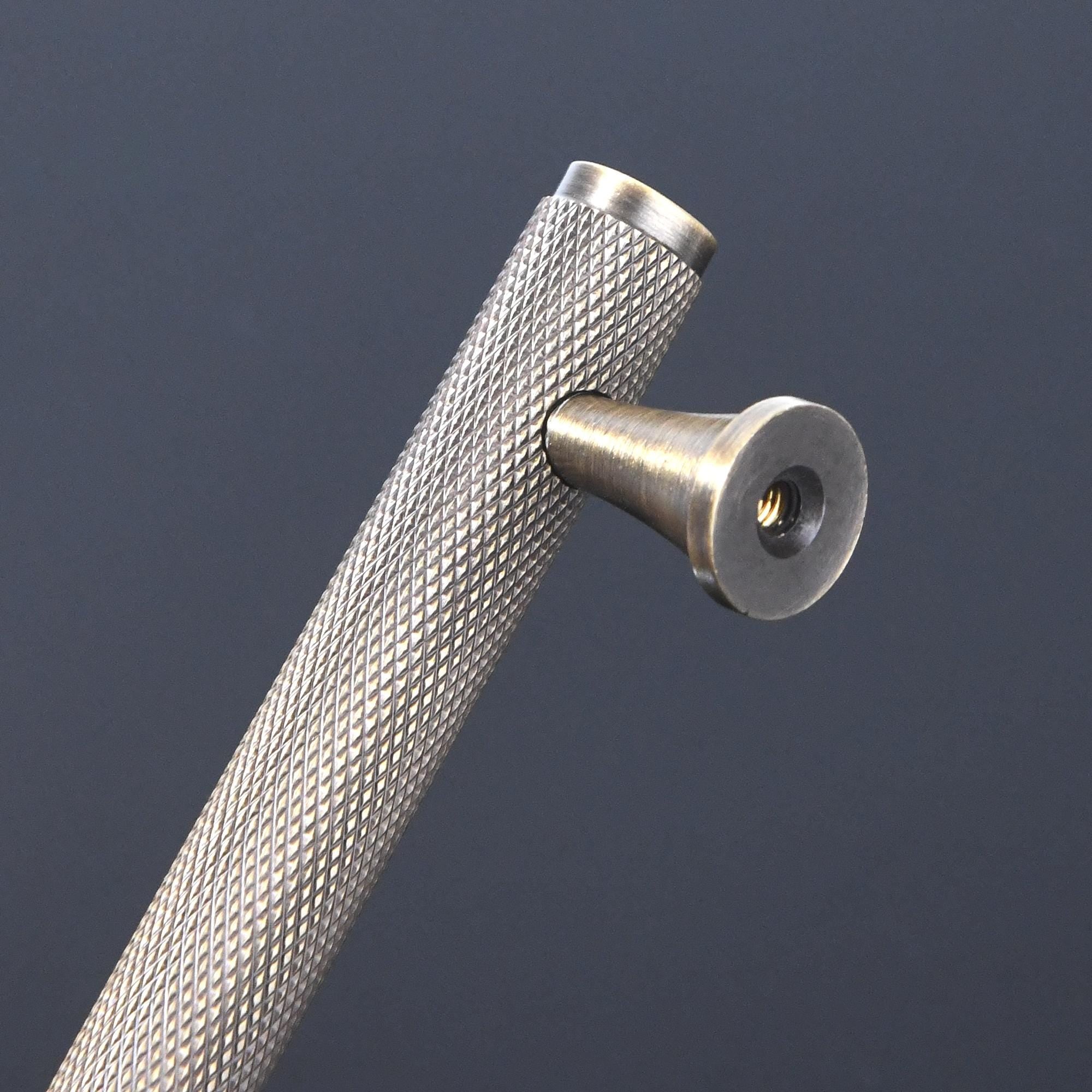 Solid Brass Knurled Cabinet Handle, Industrial Drawer Pull, Modern Kitchen Hardware