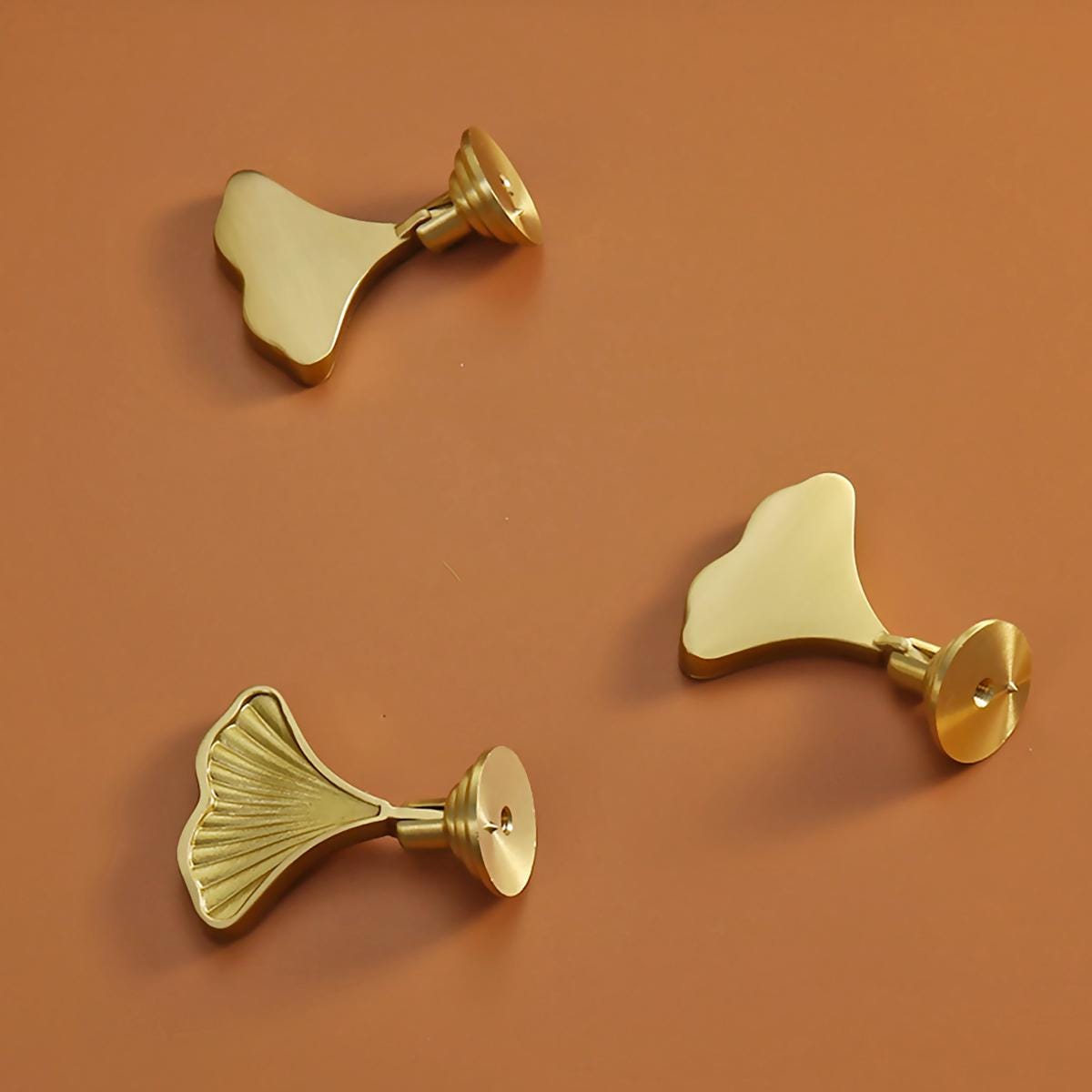 Ginkgo Leaf Brass Cabinet Knob | Gold Decorative Drawer Pull | Solid Brass Luxury Cabinet Hardware | Unique Kitchen Dresser Knob