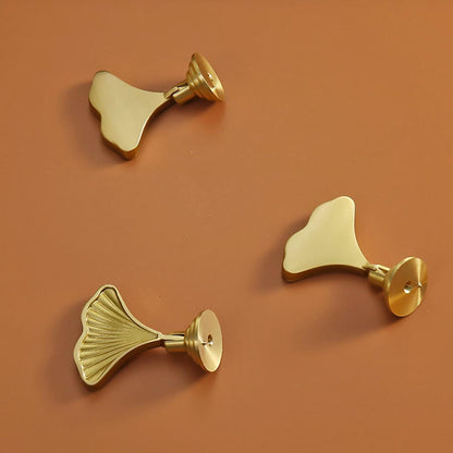 Ginkgo Leaf Brass Cabinet Knob | Gold Decorative Drawer Pull | Solid Brass Luxury Cabinet Hardware | Unique Kitchen Dresser Knob
