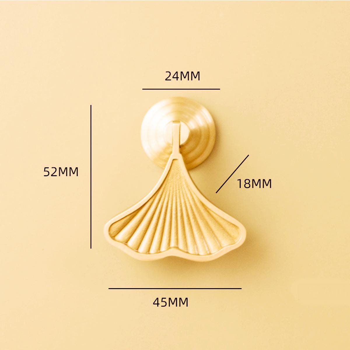 Ginkgo Leaf Brass Cabinet Knob | Gold Decorative Drawer Pull | Solid Brass Luxury Cabinet Hardware | Unique Kitchen Dresser Knob